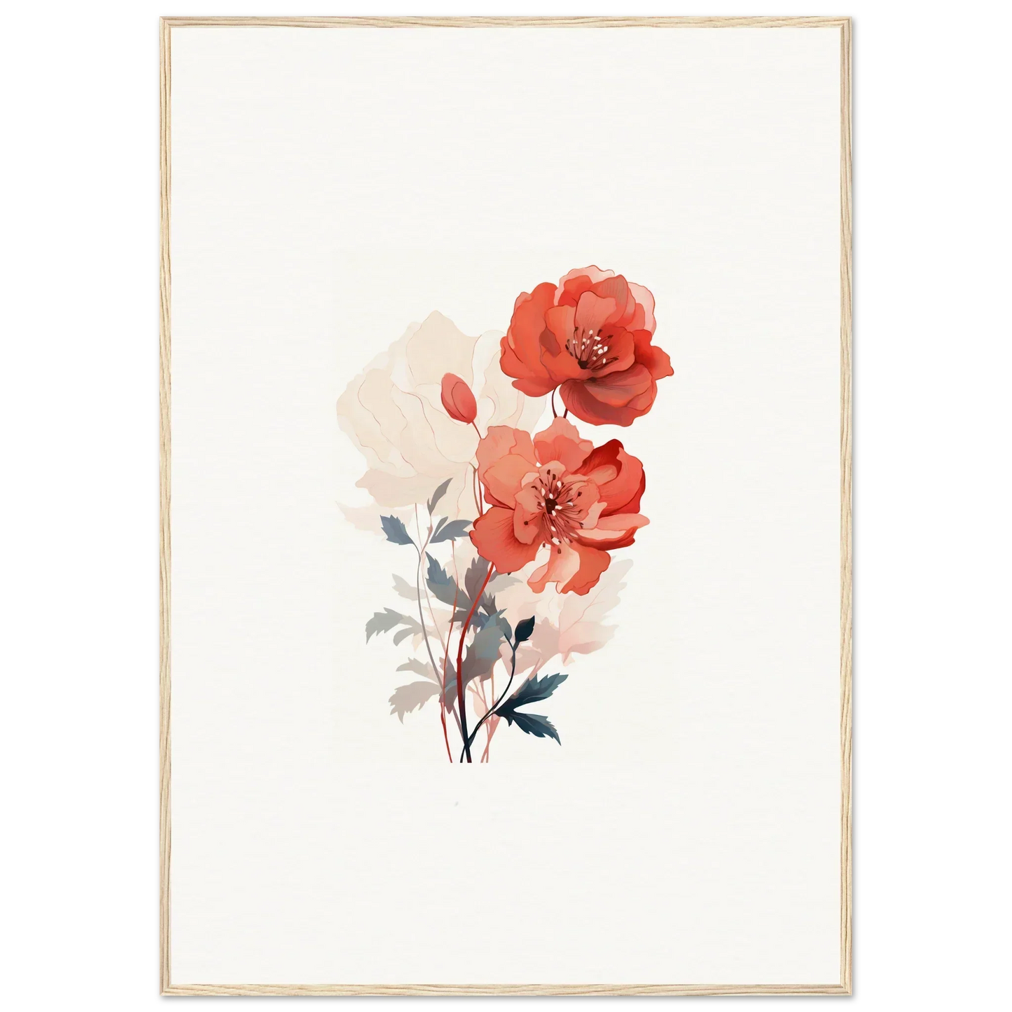 Delicate watercolor of red poppies for a dreamy room decoration canvas print