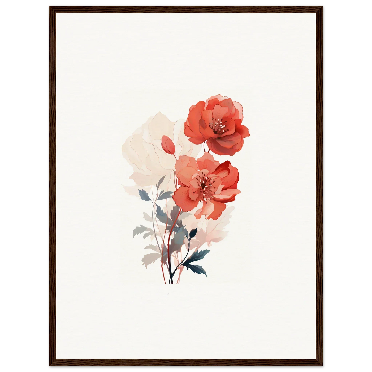 Watercolor painting of red poppies for a dreamy room decoration canvas print