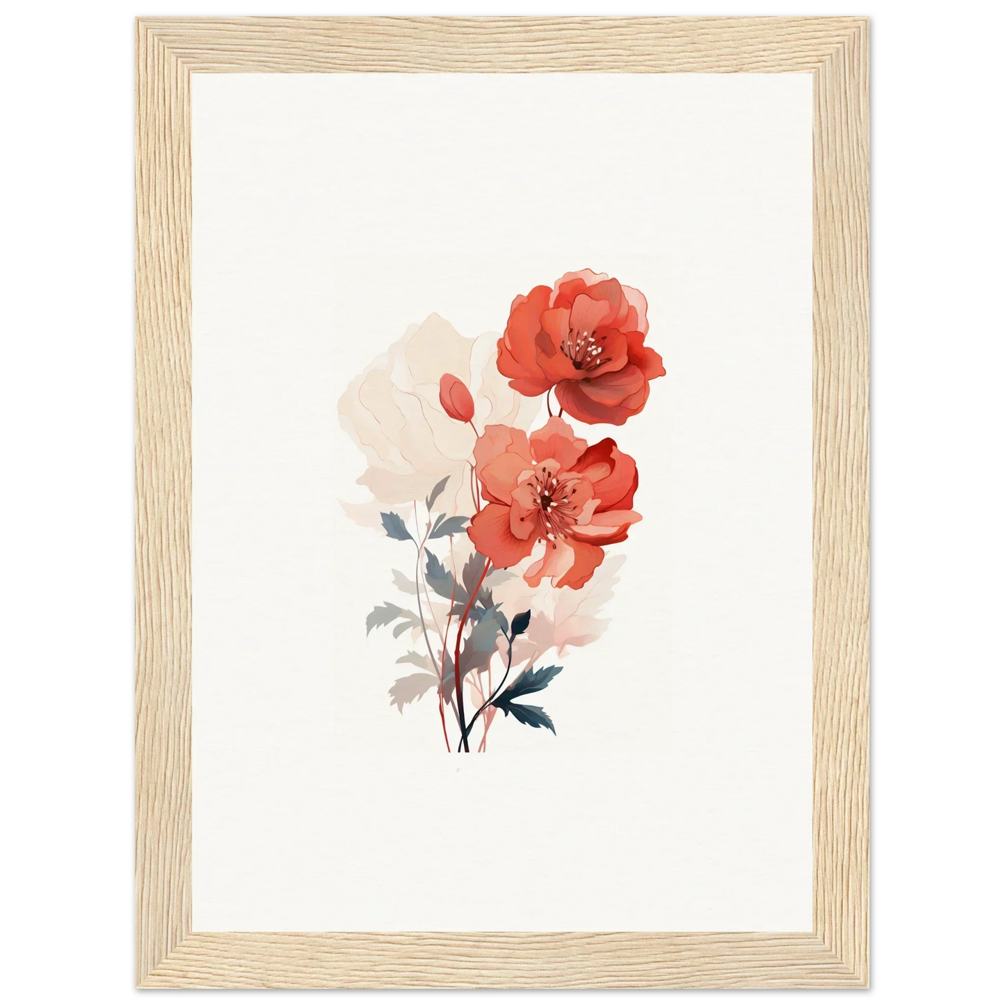 Delicate watercolor painting of red poppies for dreamy room decoration canvas print