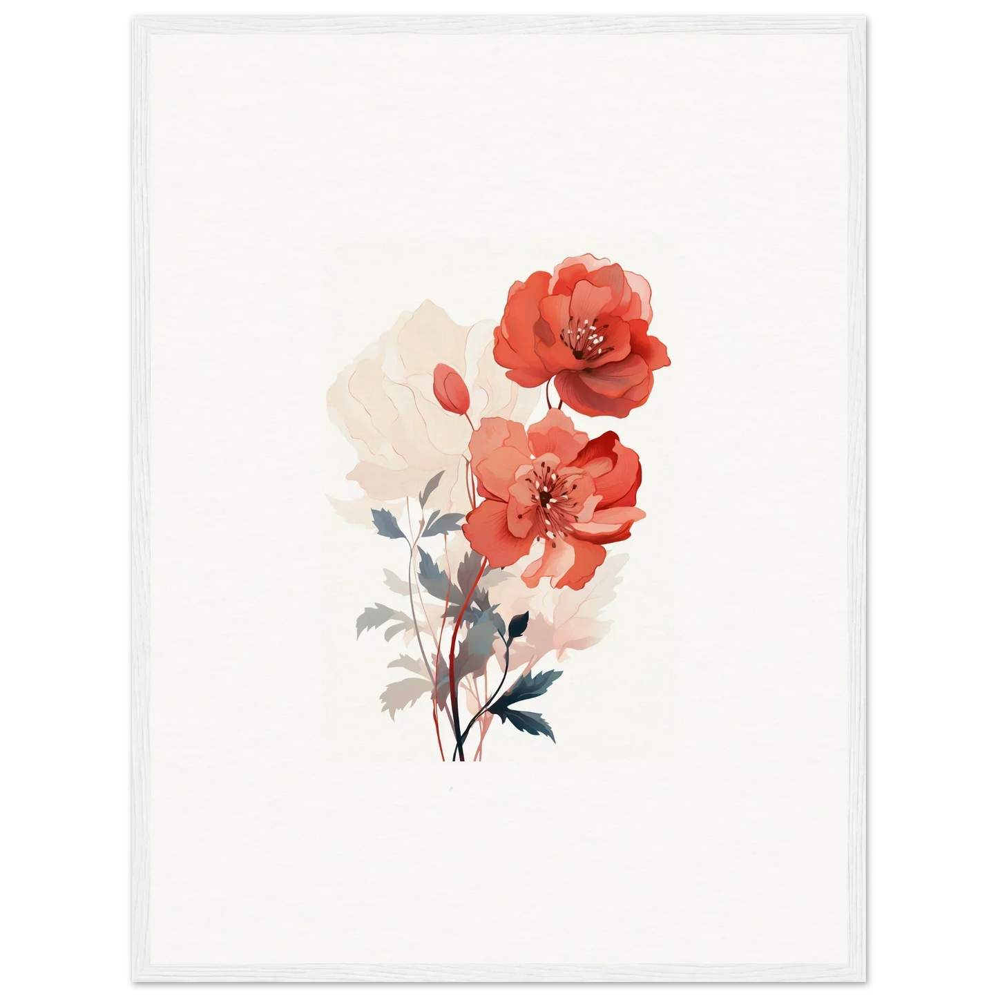 Delicate watercolor red poppies perfect for dreamscape flora canvas print room decoration