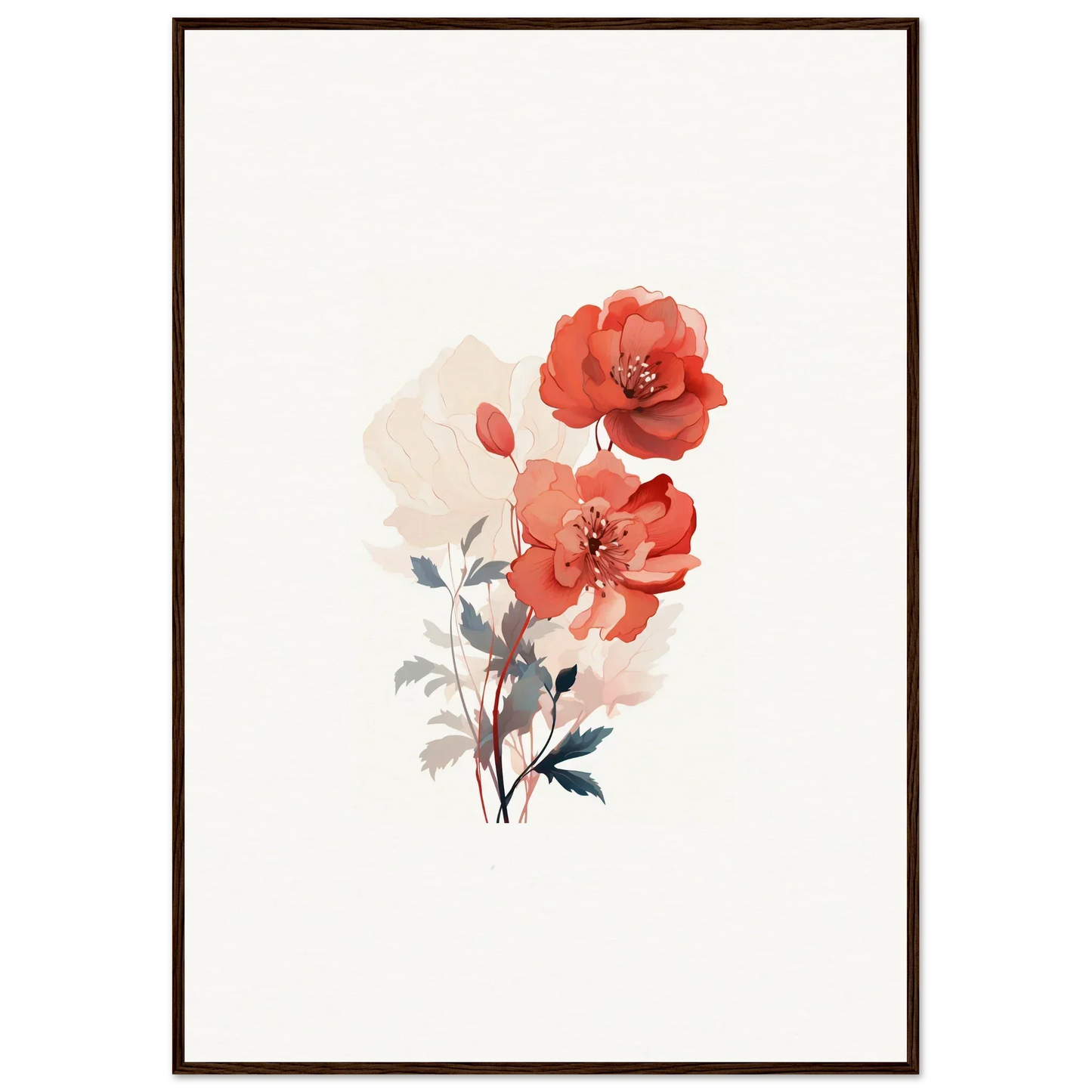 Delicate coral roses watercolor for dreamy room decoration canvas print
