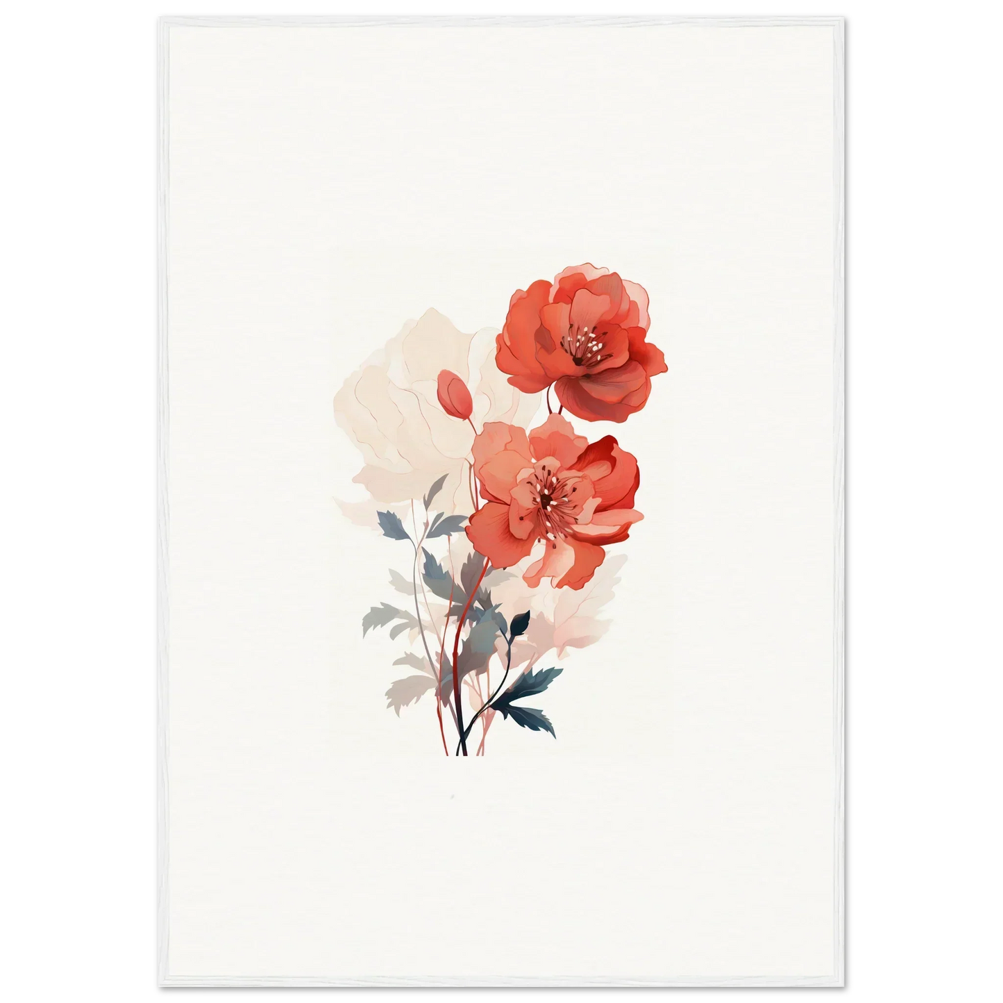 Delicate watercolor painting of red roses for dreamy room decoration canvas print
