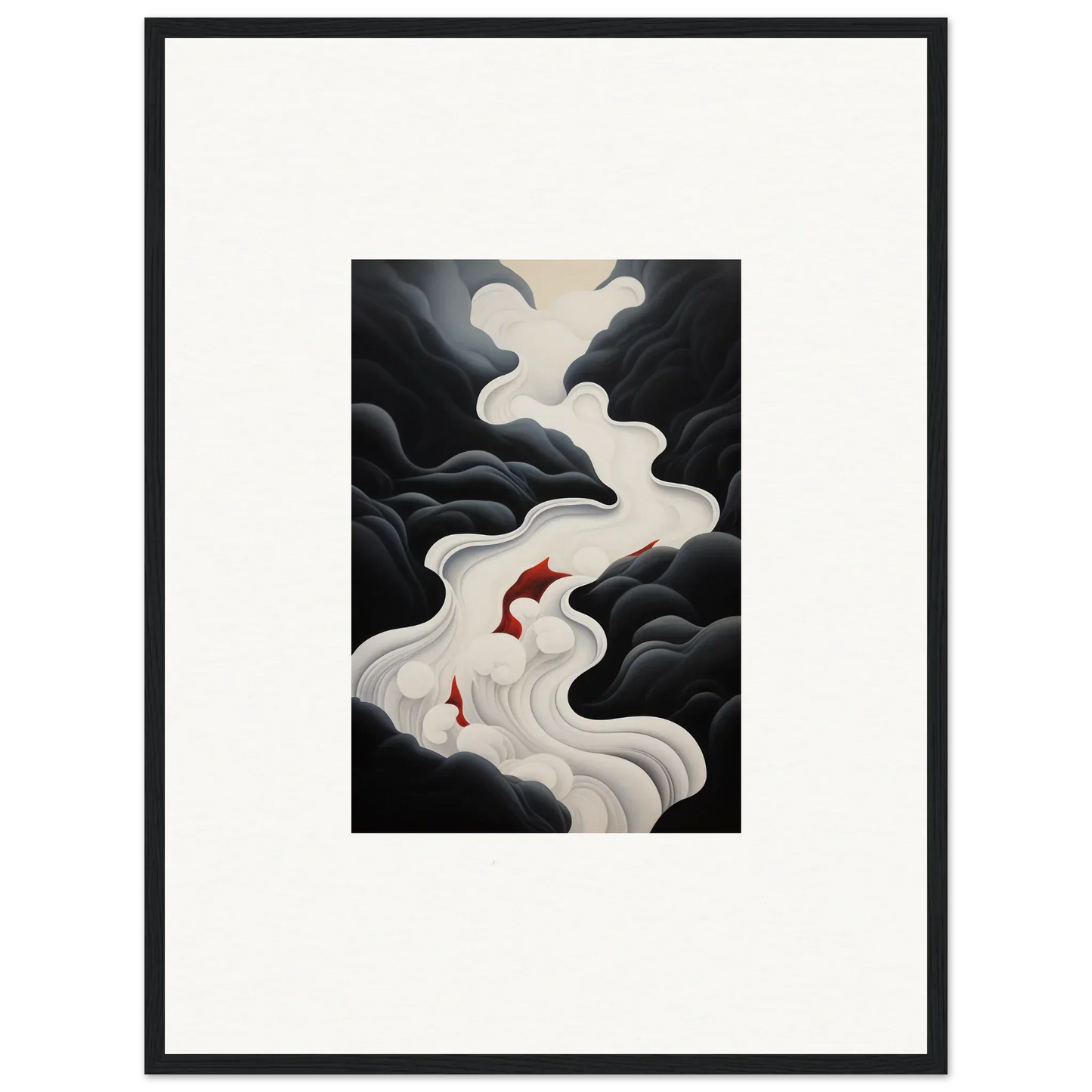Two red koi fish in misty swirls, part of Ethereal Flux Dream framed wall art