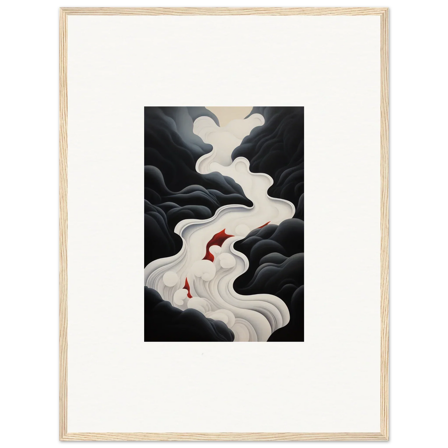 Red koi fish glides through white smoke in Ethereal Flux Dream special edition art