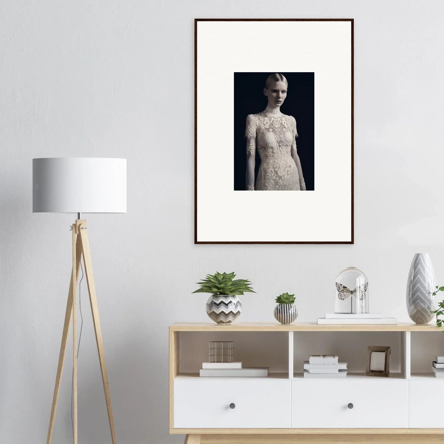 Framed black and white photograph for elegant room decor in Ethereal Marble Dreams