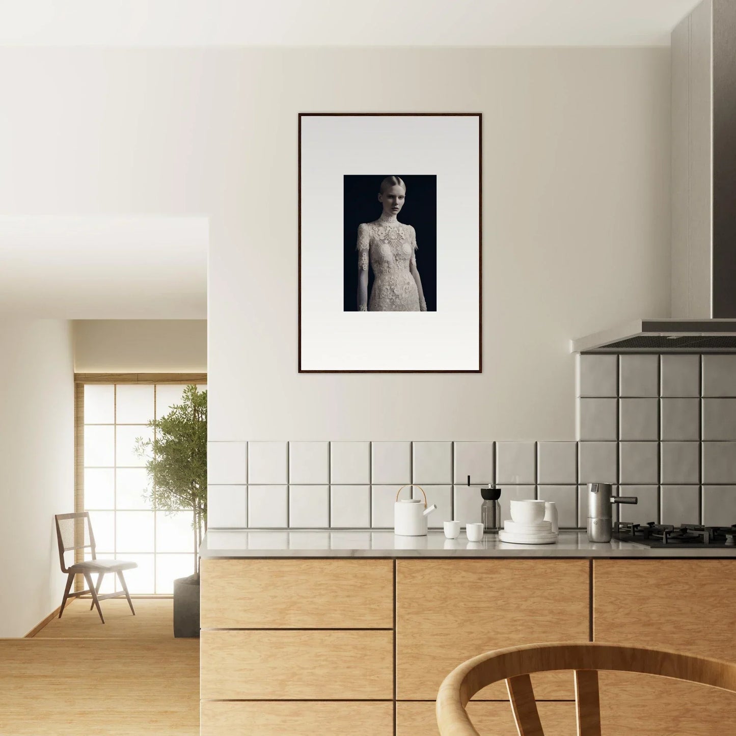 Framed black and white nude figure photography for elegant room decor in Marble Dreams