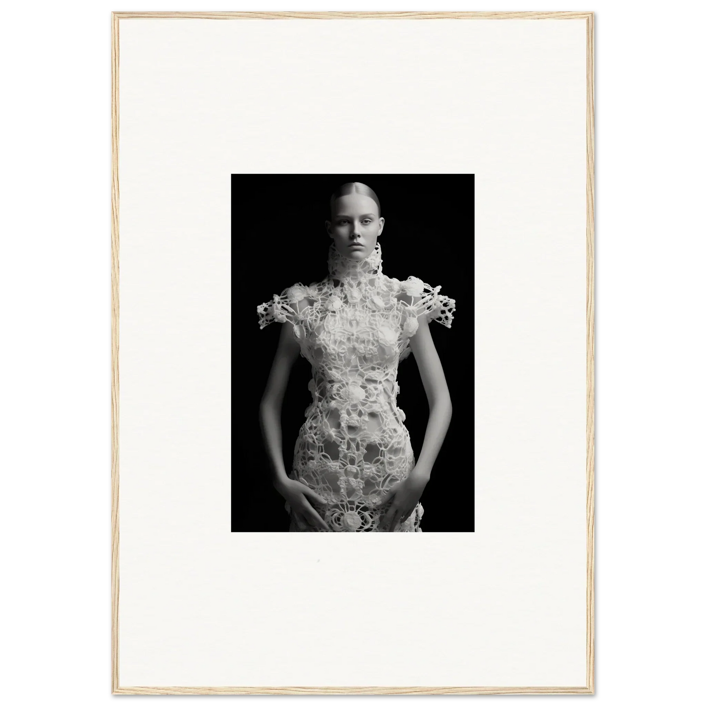 Black and white photo of ornate dress, perfect for Monad Exhale framed wall art decor