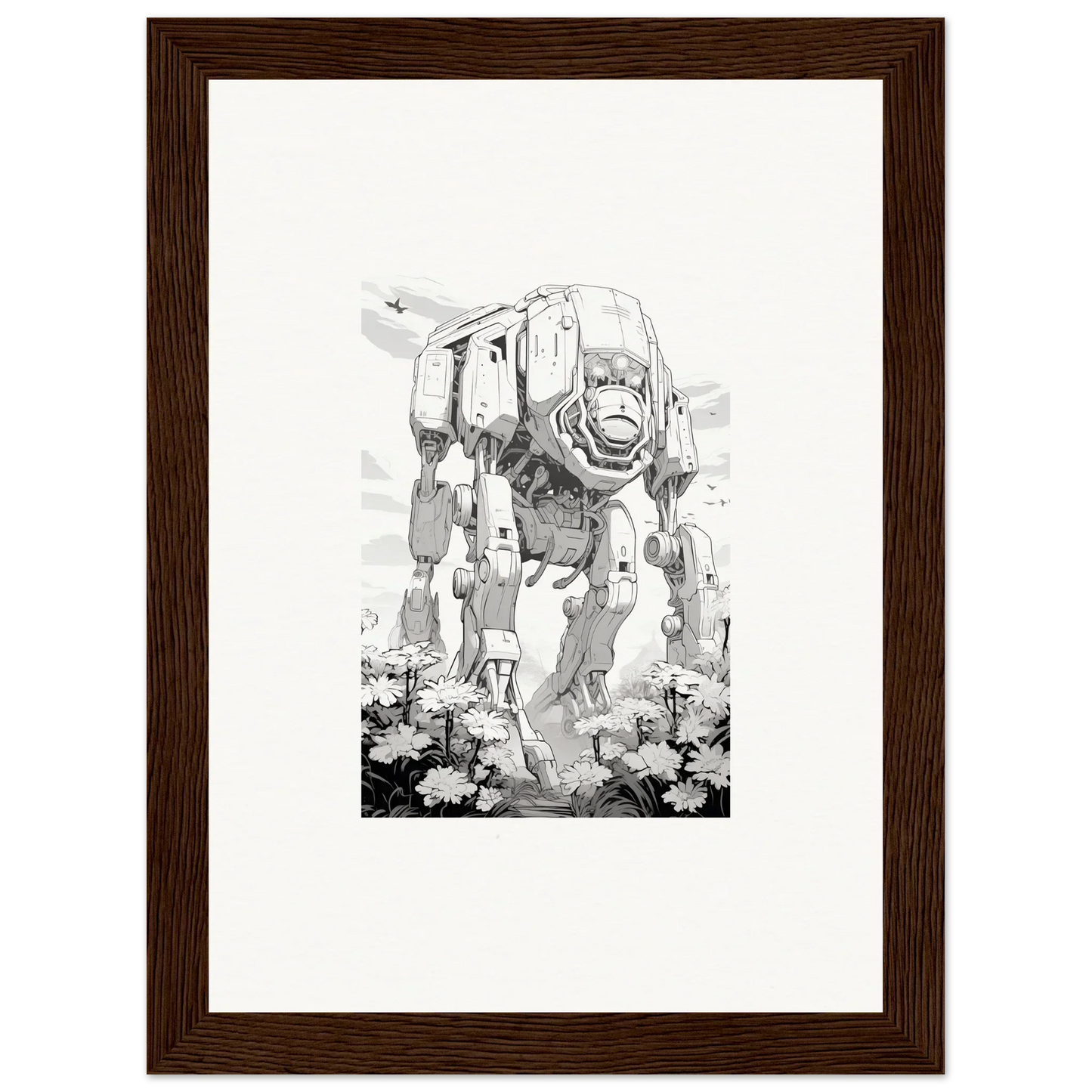 Mechanical quadrupedal walker for cool room decoration in Ethereal Robo-Scape canvas print