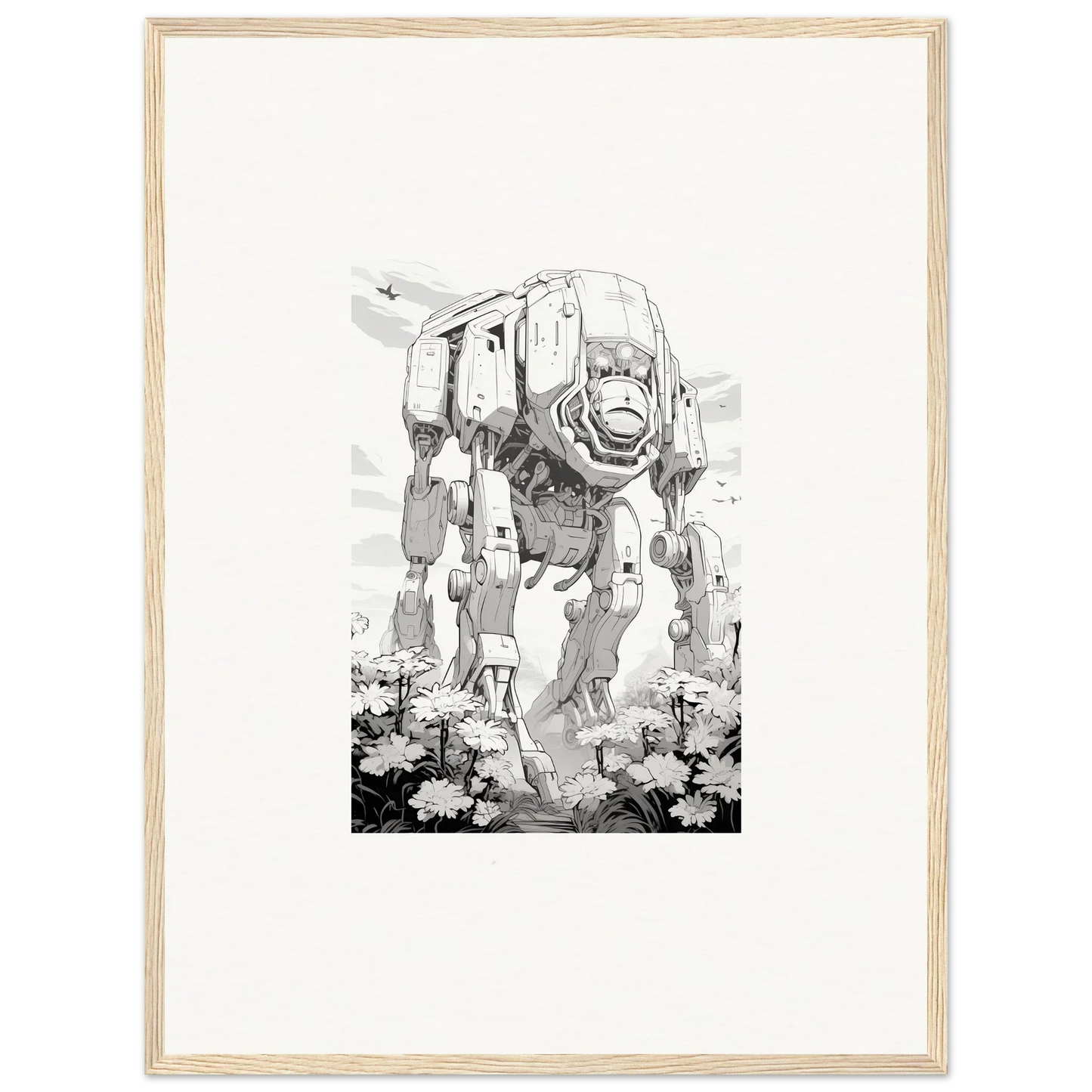 Mechanical bipedal walker wall art for cool room decoration in Ethereal Robo-Scape