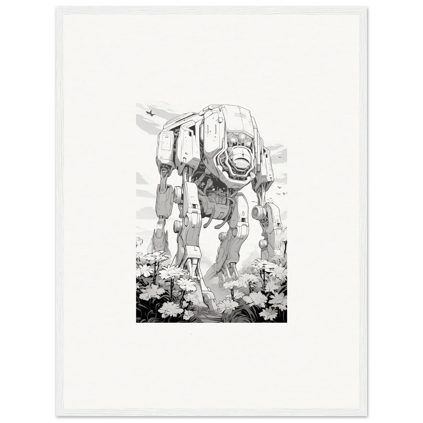 Mechanical walker art resembling an AT-AT for cool room decoration as canvas print