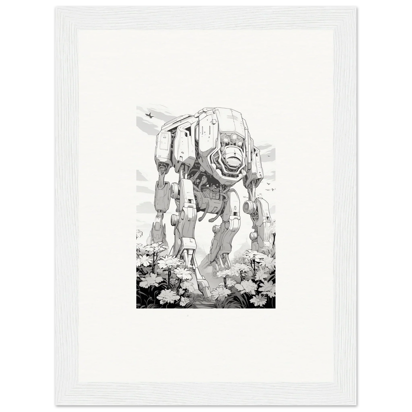 Sketchy monochrome AT-AT Walker from Star Wars, perfect for wall art or room decoration