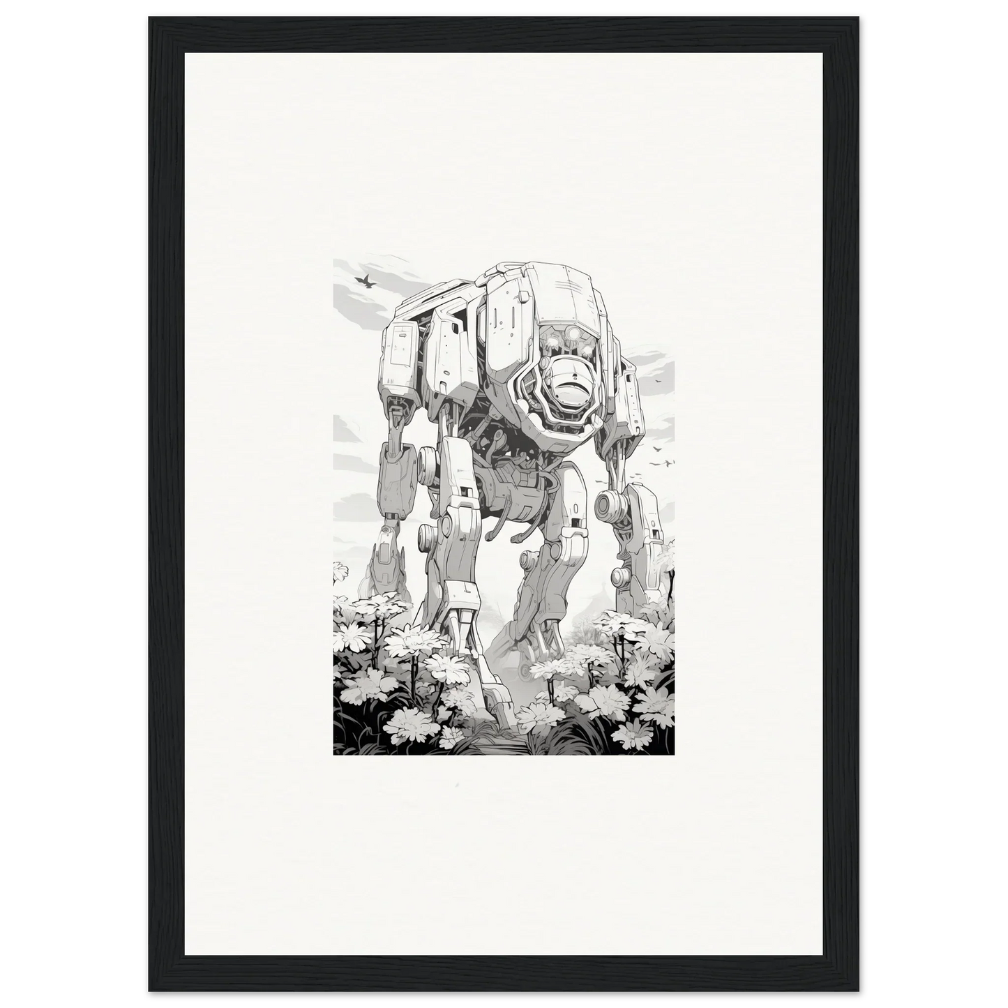 Mechanical quadrupedal walker wall art for room decoration in Ethereal Robo-Scape