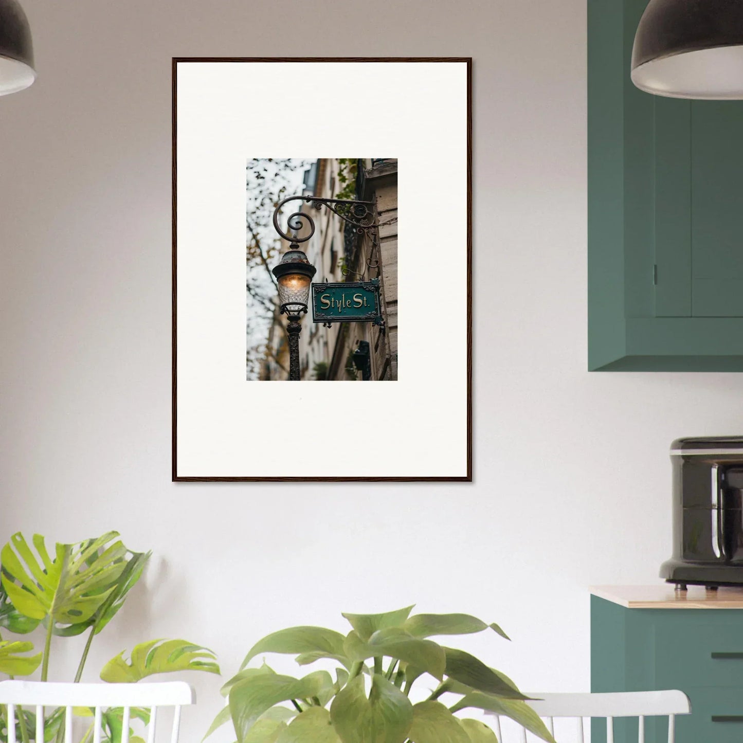 Framed photograph of a vintage street lamp for unique room decoration, Ethereal Street Whispers canvas print