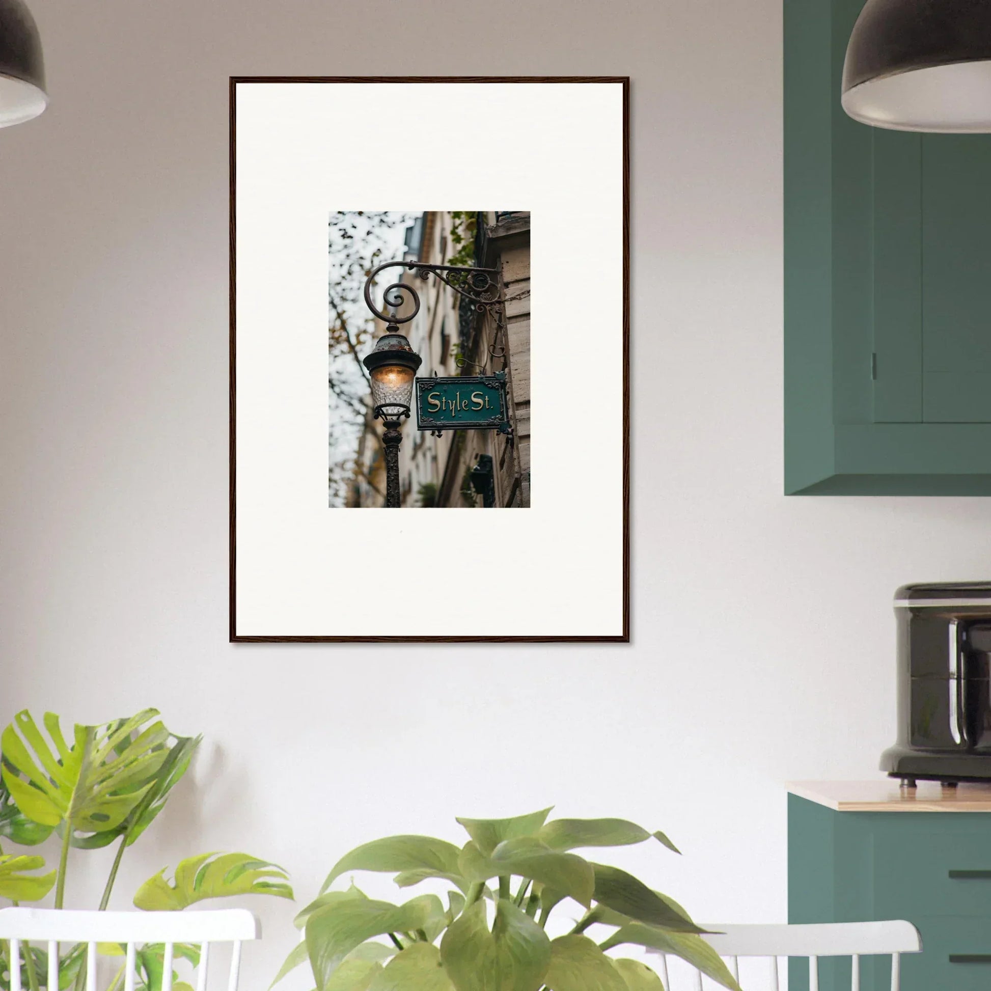 Framed photograph of a vintage street lamp for unique room decoration, Ethereal Street Whispers canvas print