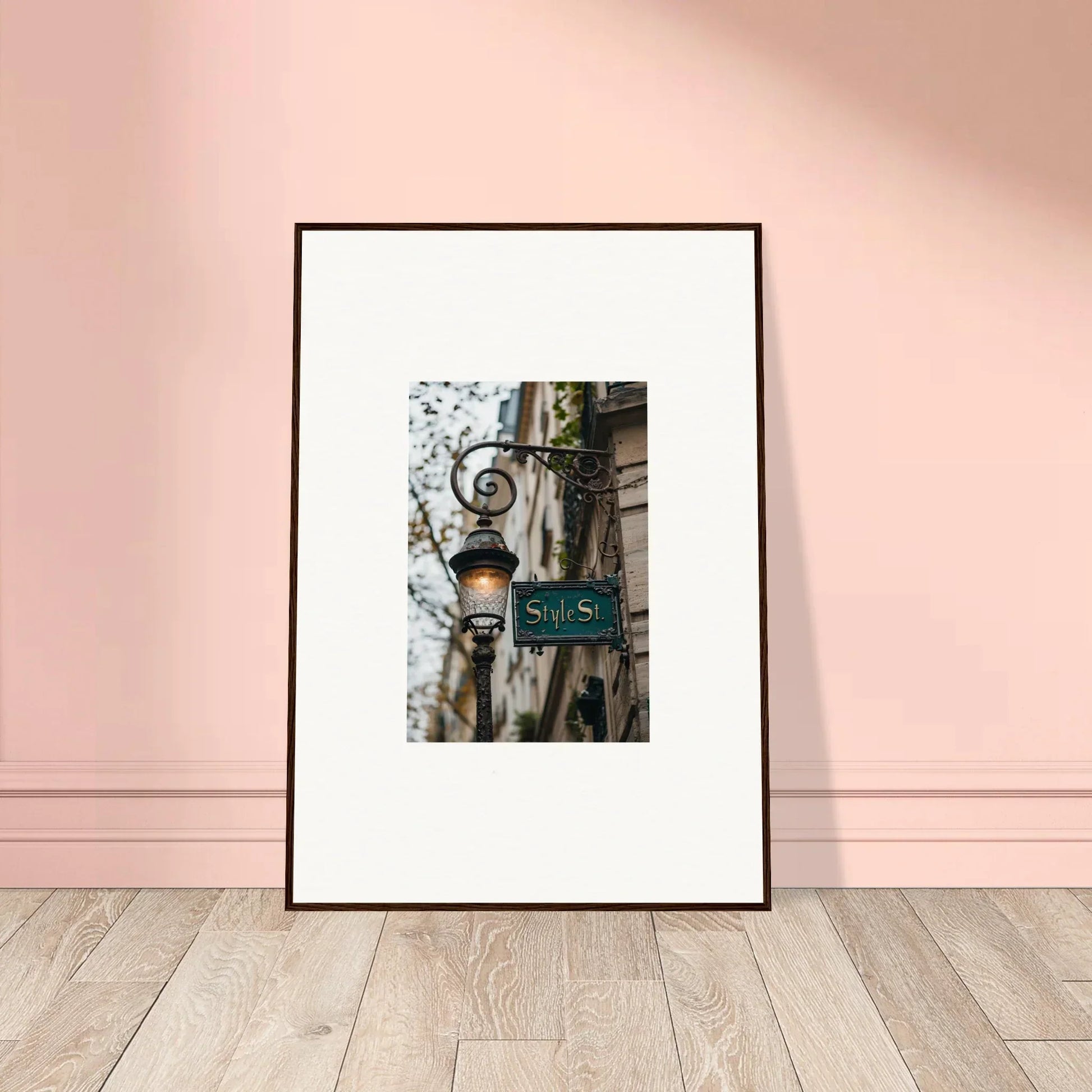 Framed canvas print of vintage street lamp and Gay St sign for cozy room decoration