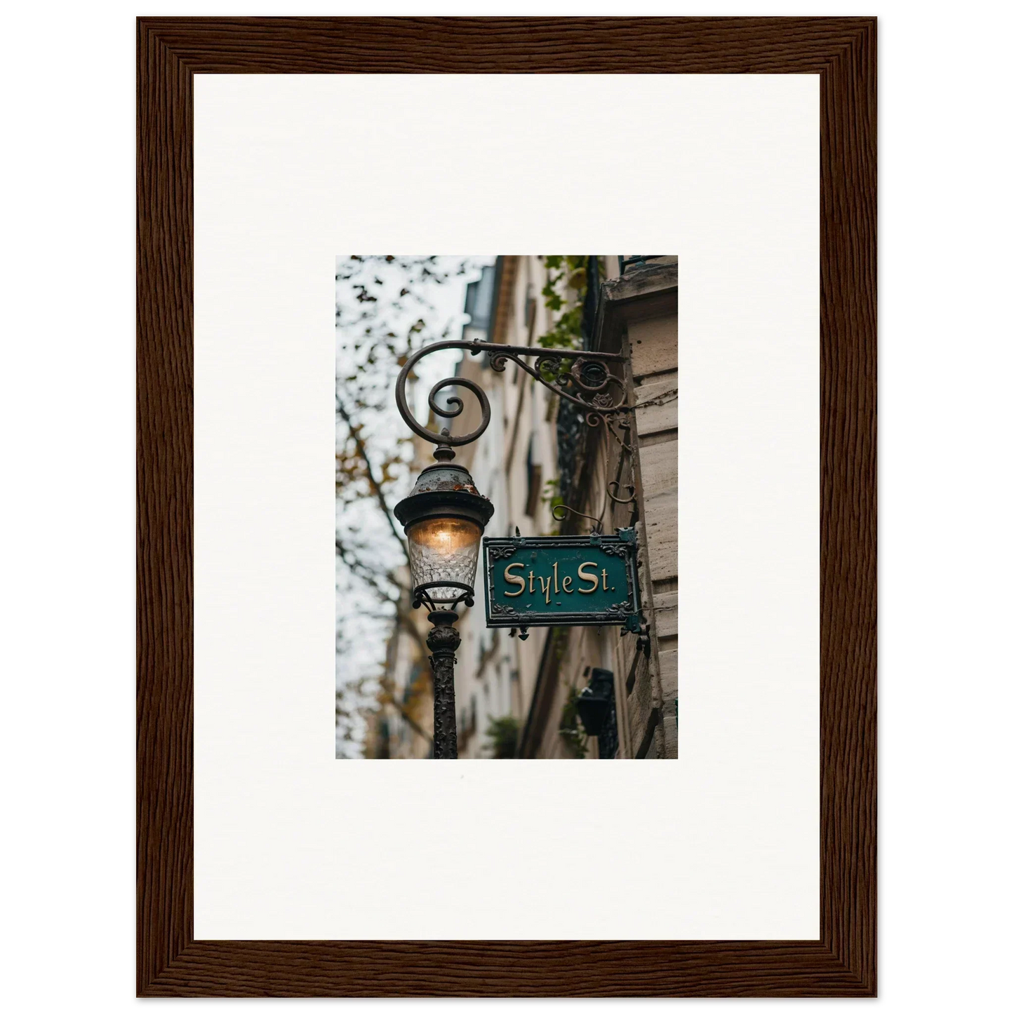 Ornate street lamp with Spui St sign, perfect for room decoration and canvas print vibes