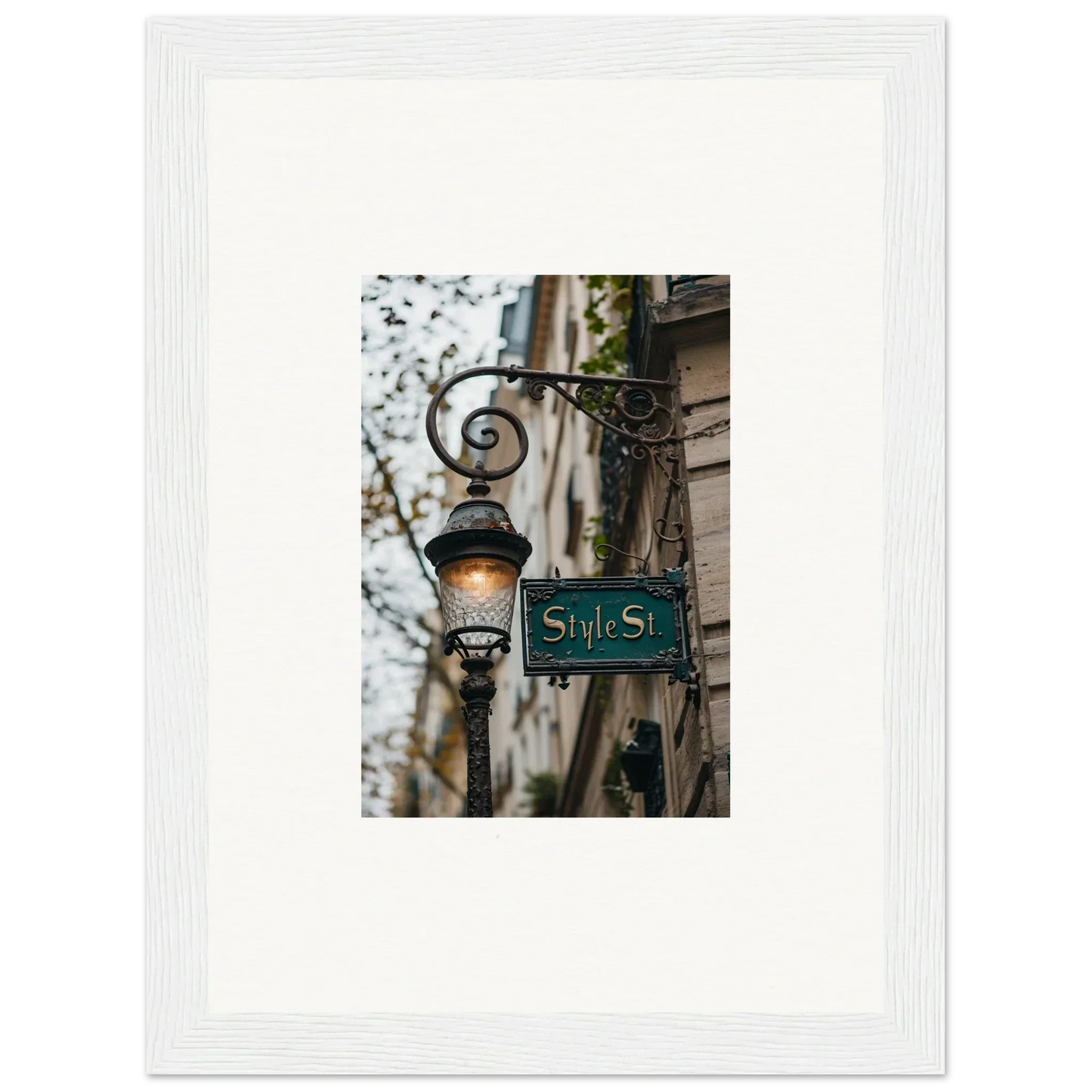 Ornate street lamp with Shils St sign for a cozy room decoration canvas print