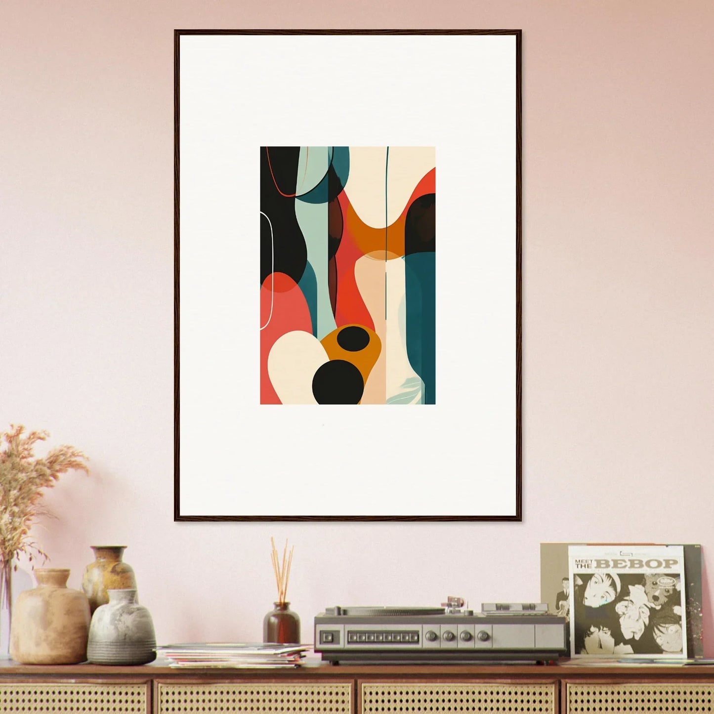 Framed Abstract Art Print with Colorful Shapes for Room Decoration - Troubadour Aria Canvas Print