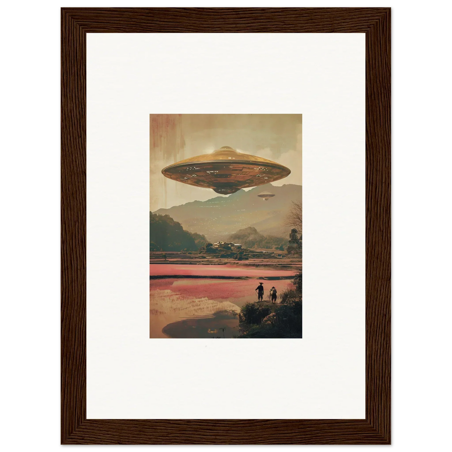 UFO hovering over a landscape for unique dream resonance canvas print decor
