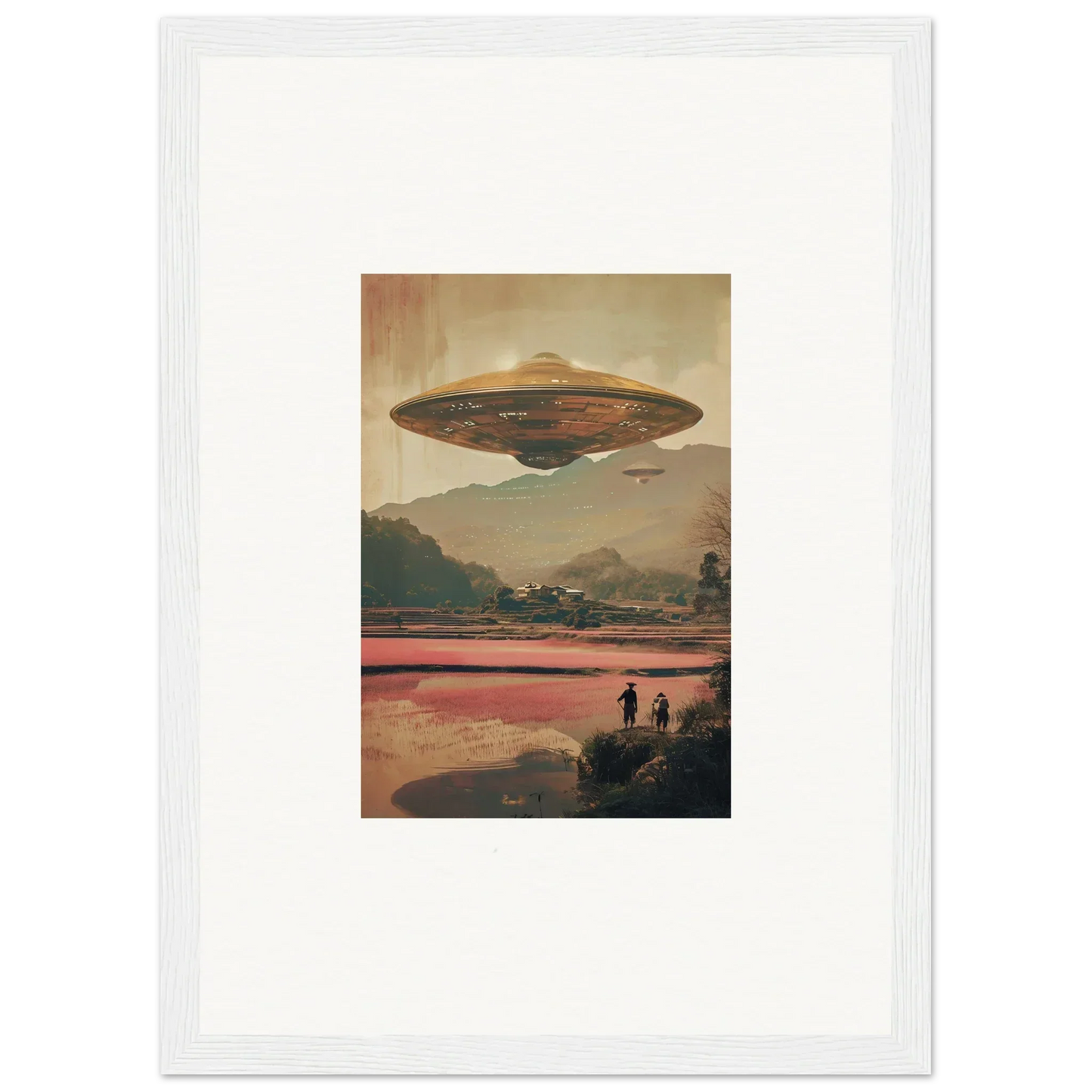 Flying saucer-shaped UFO in the sky, perfect for dream resonance room decoration canvas print