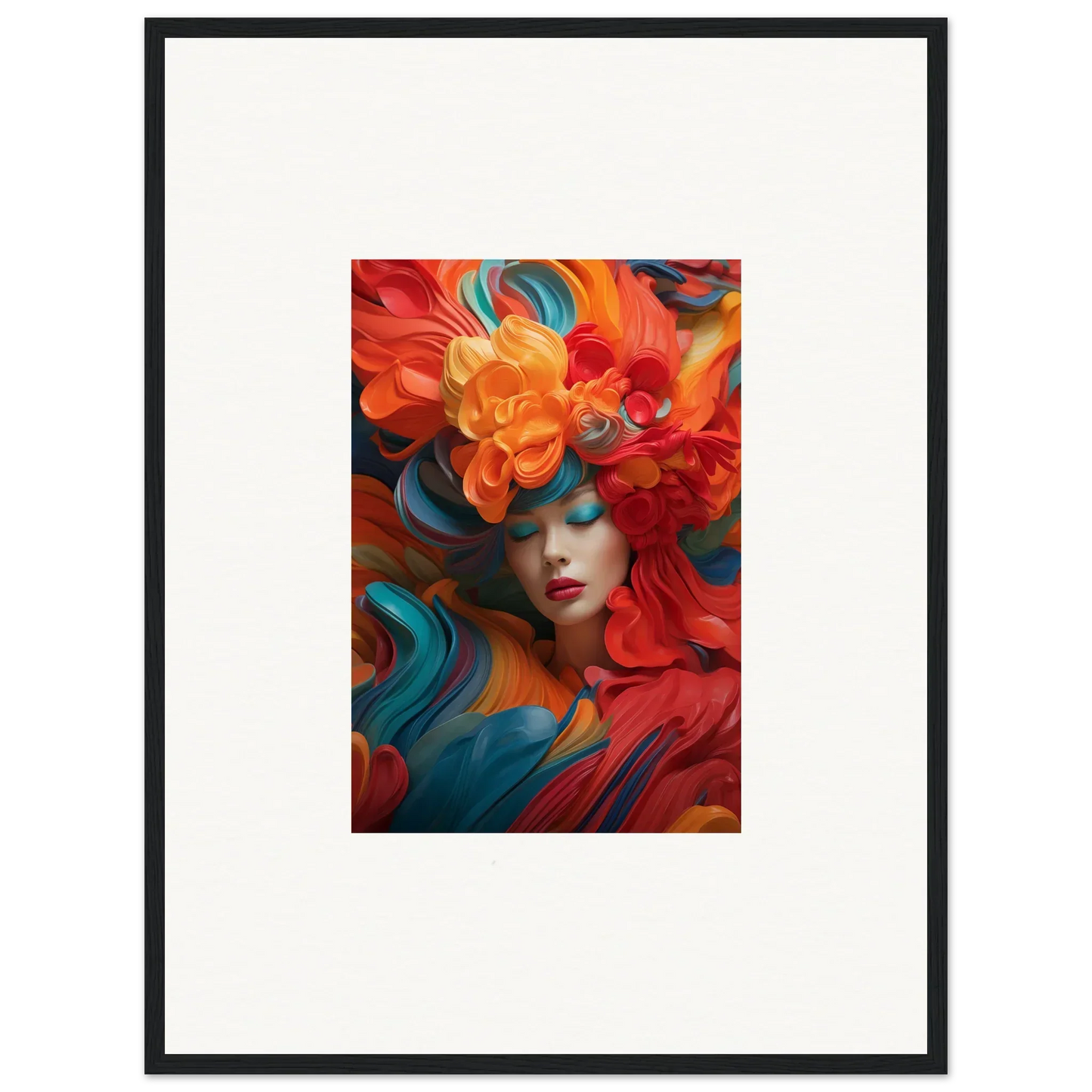 Vibrant abstract portrait in Floral Dream Ecstasy canvas print for stylish room decoration