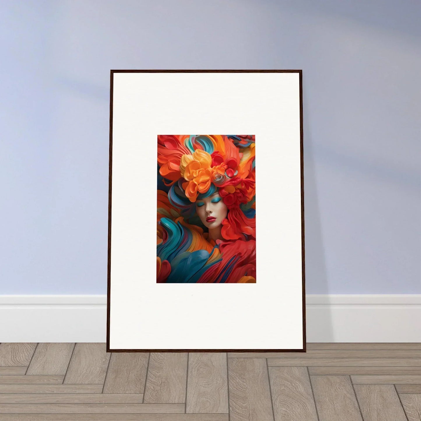 Vibrant Floral Dream Ecstasy portrait canvas print for lively room decoration