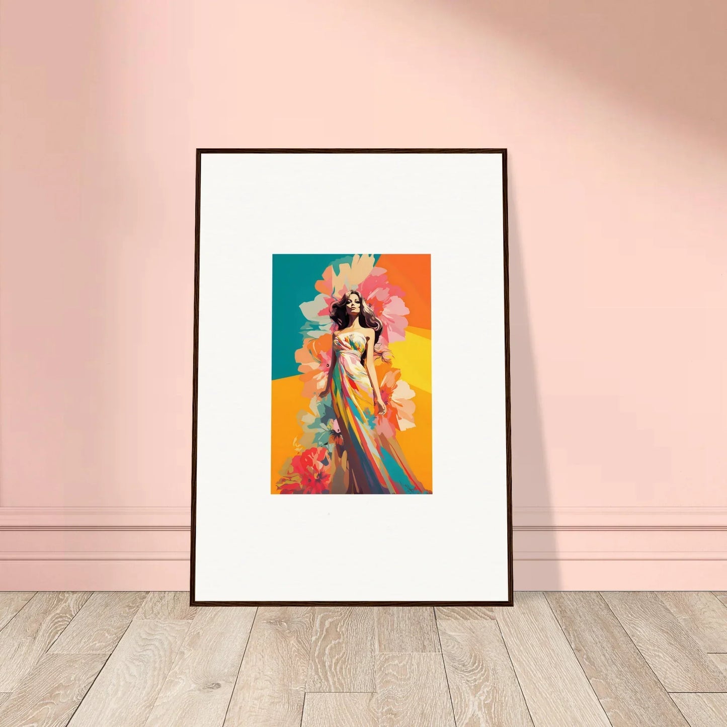 Framed wall art featuring dream revelry with a figure and floral elements for room decor