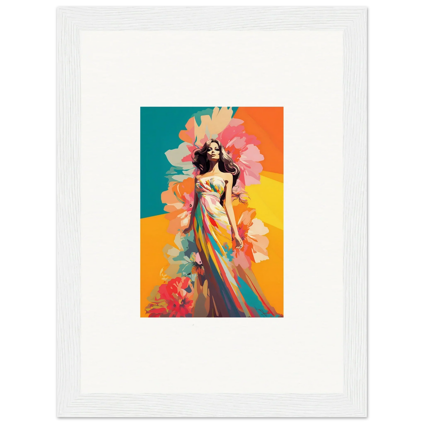 Colorful painting of a woman in a flowing dress for Dream Revelry room decor