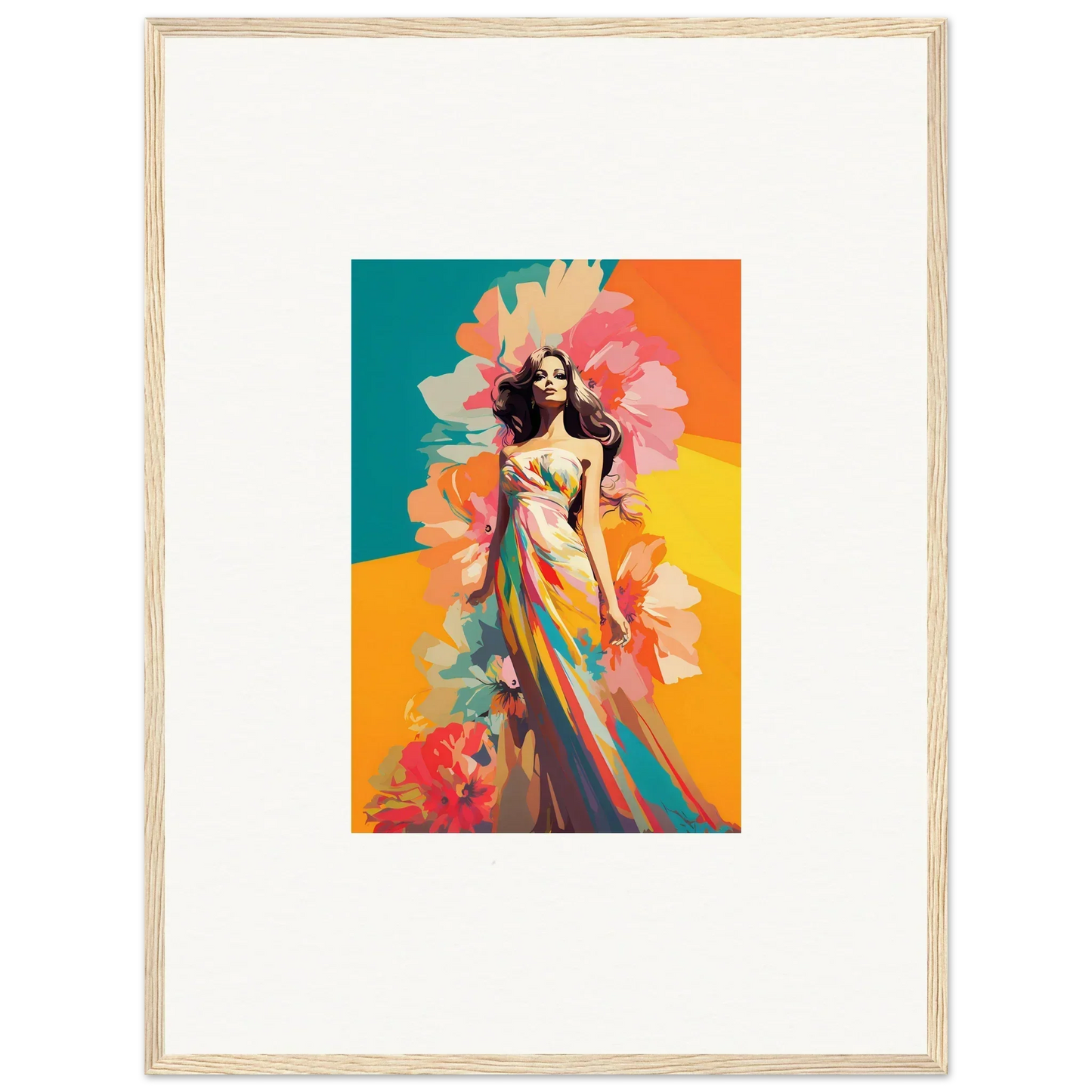 Colorful wall art of a woman in a dress, perfect for Dream Revelry room decor