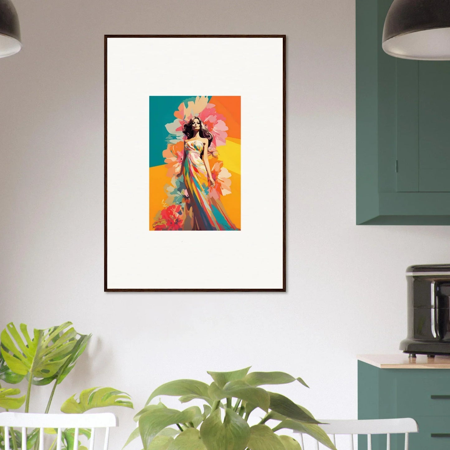 Framed wall art of colorful dream revelry with vibrant floral elements for room decor