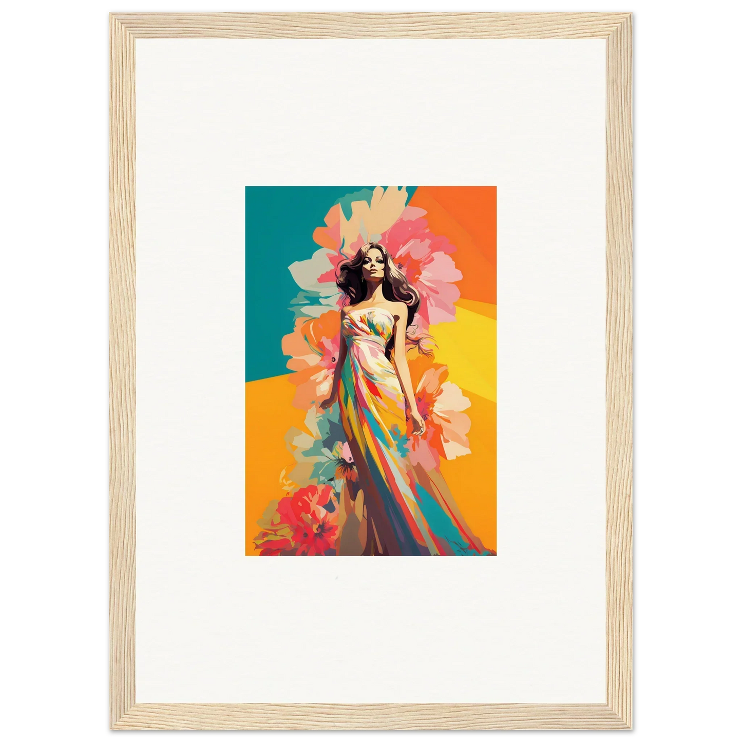 Colorful painting of a woman in a dress, perfect for dream revelry room decor
