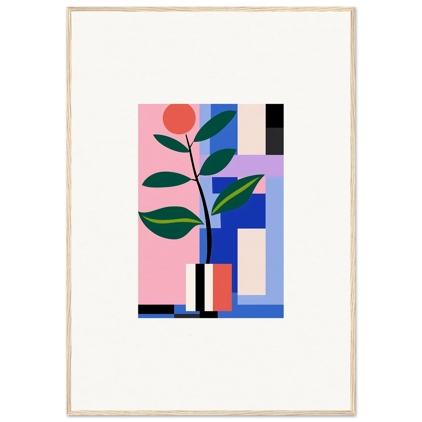 Abstract geometric illustration of a potted plant for Blooms Ballet room decor