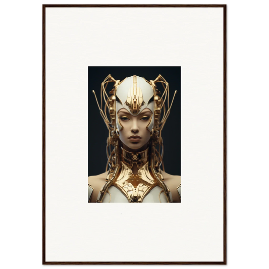 Ornate golden headdress with intricate metalwork for Future Echoes Muse canvas print