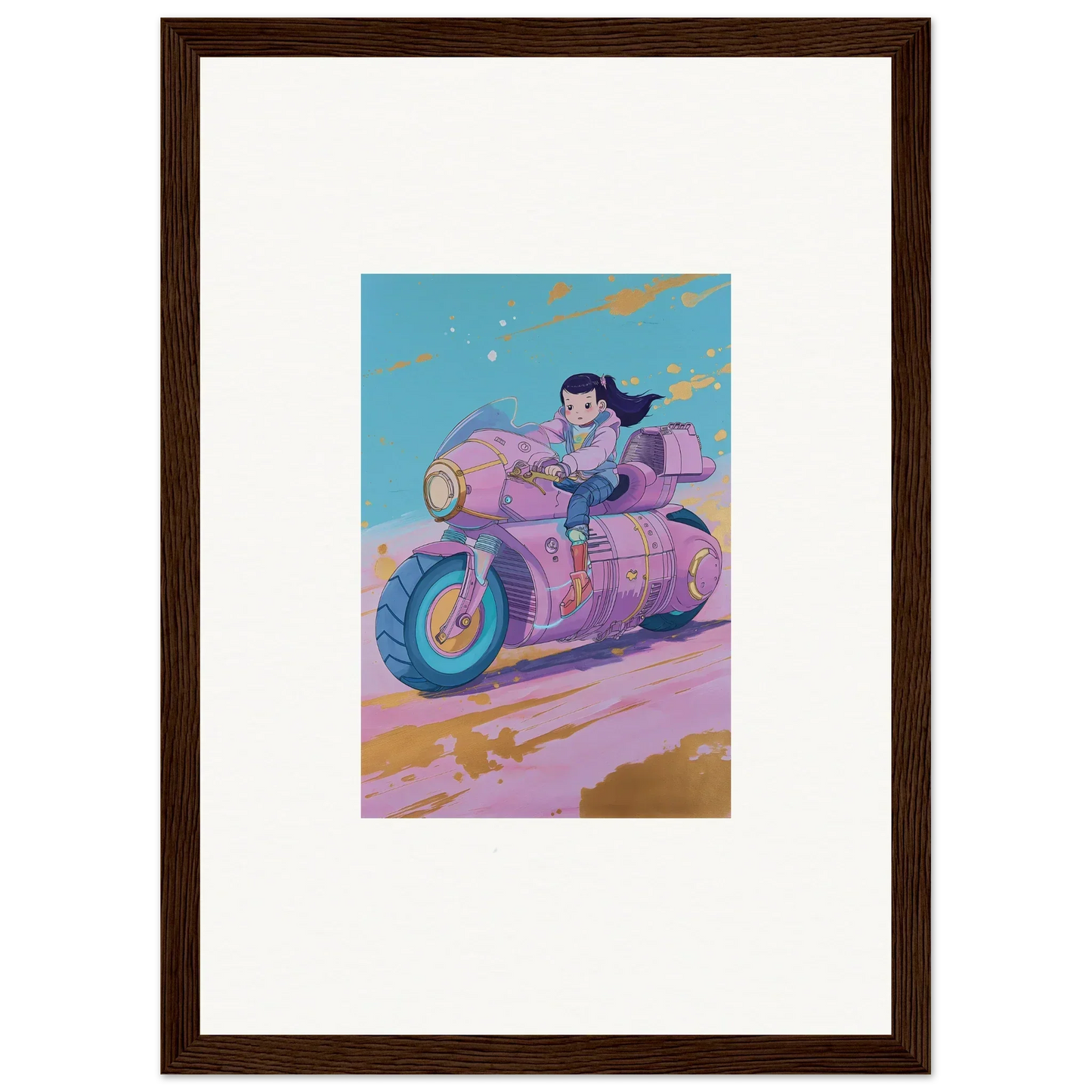 Cartoon character on a pink motorcycle for cool room decoration in Paintfall Venture