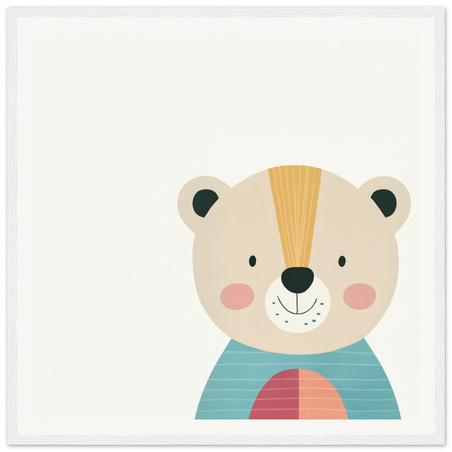 Cute cartoon bear in turquoise striped shirt with pink accents for Gentle Bear’s Hypno