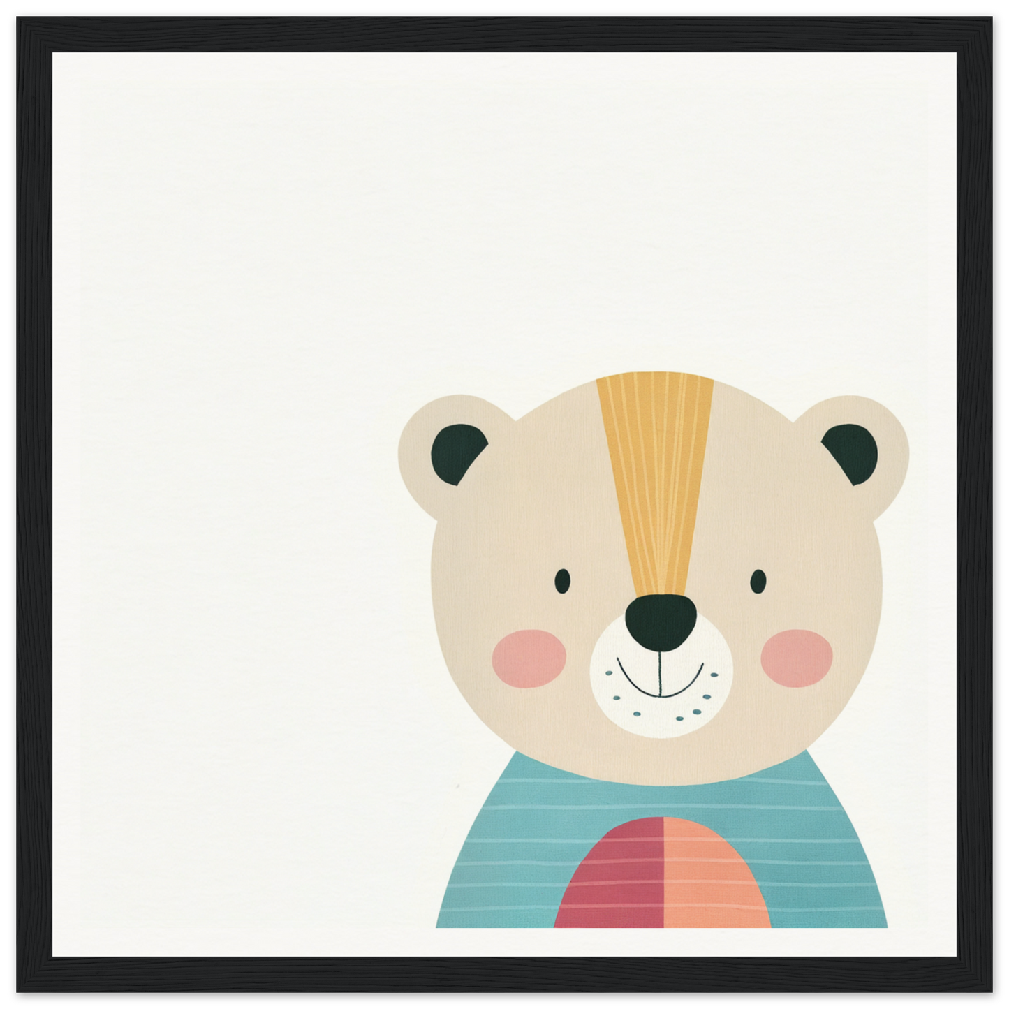 Cute cartoon bear in blue striped shirt with pink accents for Gentle Bear’s Hypno