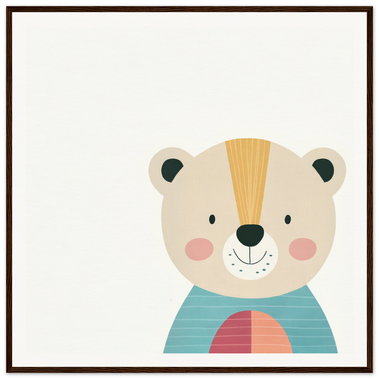Cute cartoon bear in turquoise striped shirt promoting Gentle Bear’s Hypno product