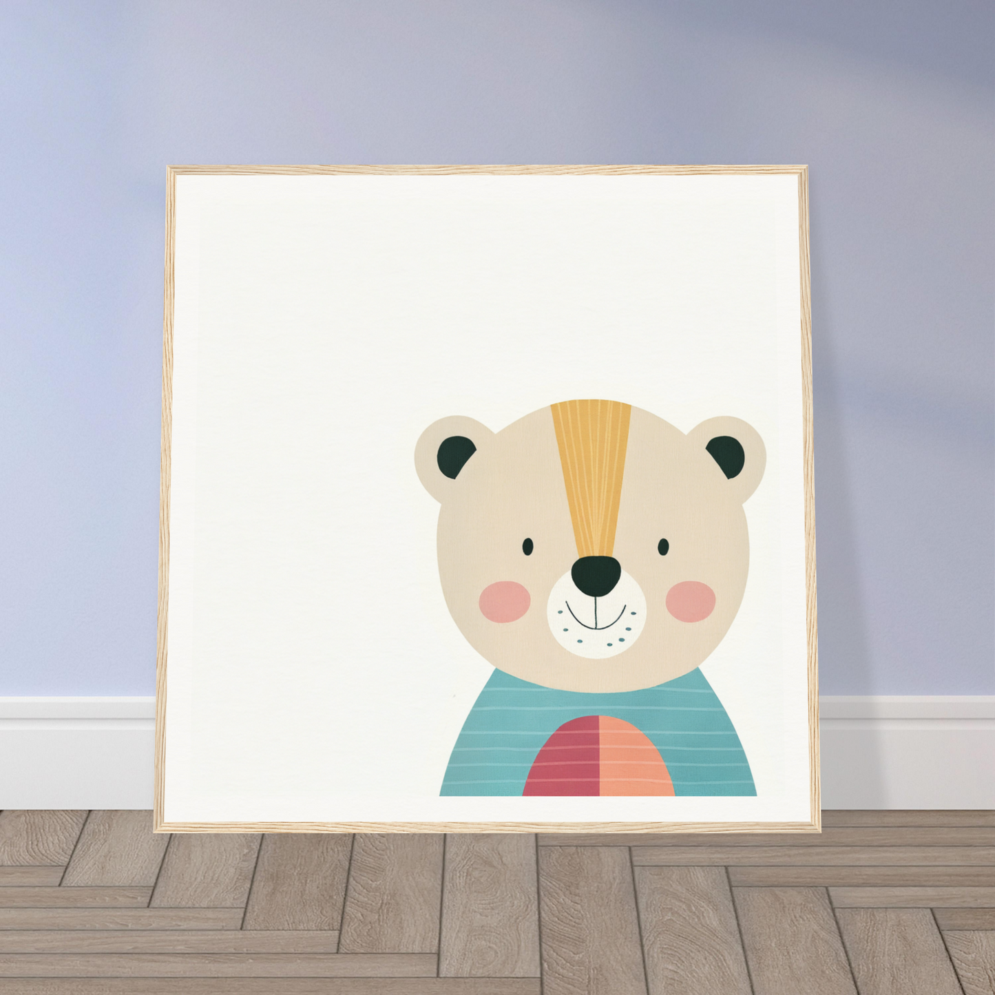 Cute cartoon bear in a turquoise sweater from Gentle Bear’s Hypno collection