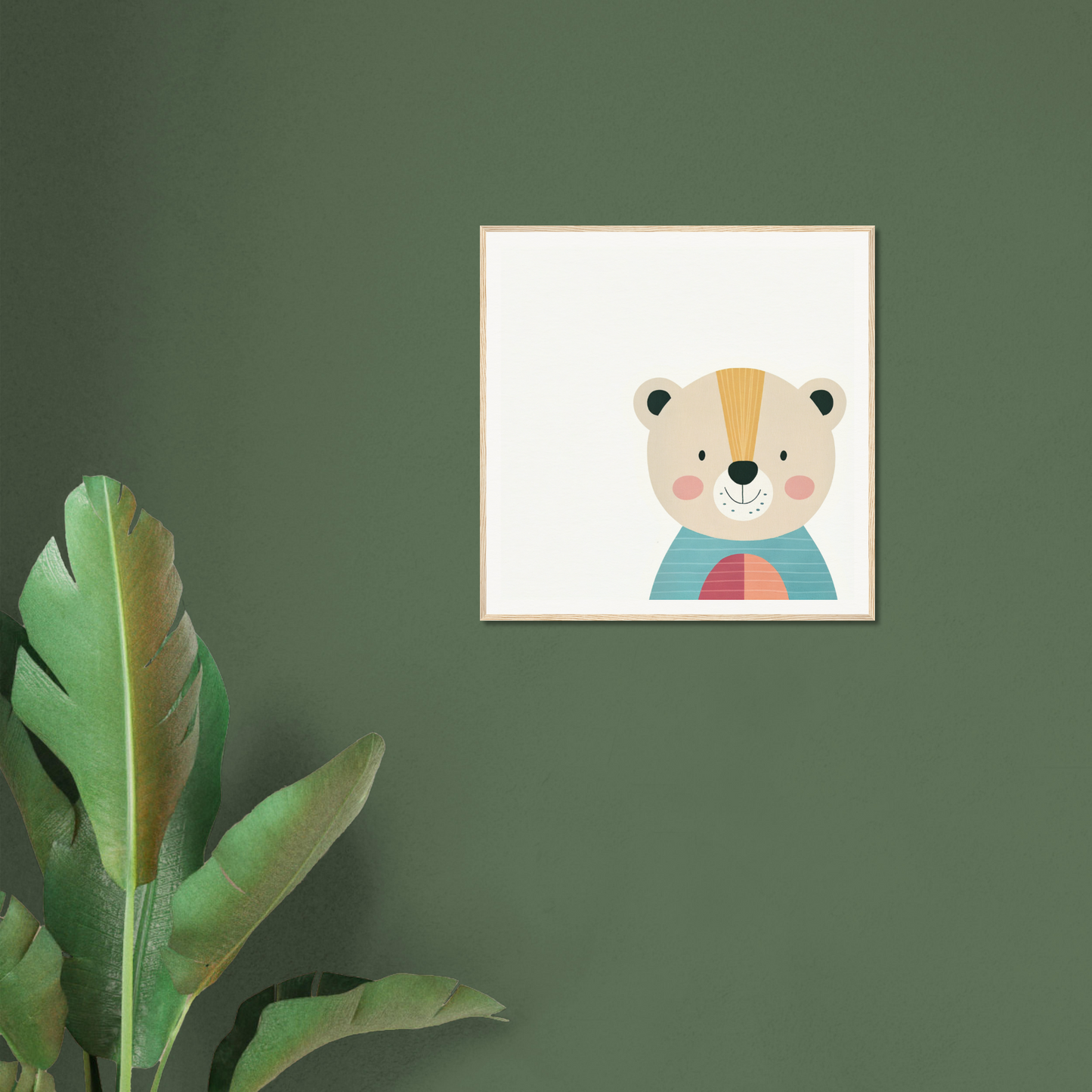 Cute cartoon bear illustration in blue and coral scarf for Gentle Bear’s Hypno