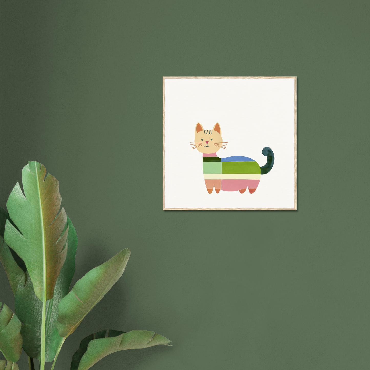 Colorful geometric cat illustration in Geometric Feline Ecstasy special edition art™