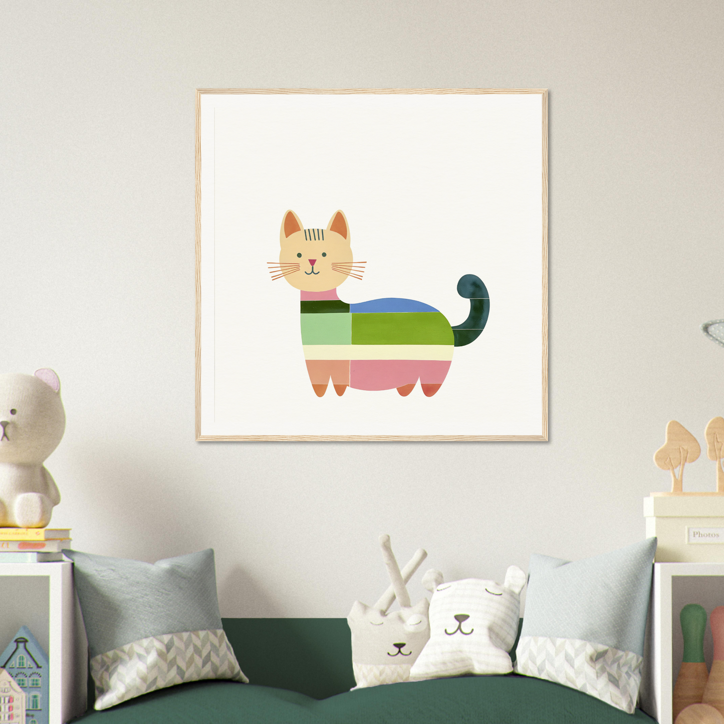 Colorful geometric cat illustration for Geometric Feline Ecstasy special edition art™