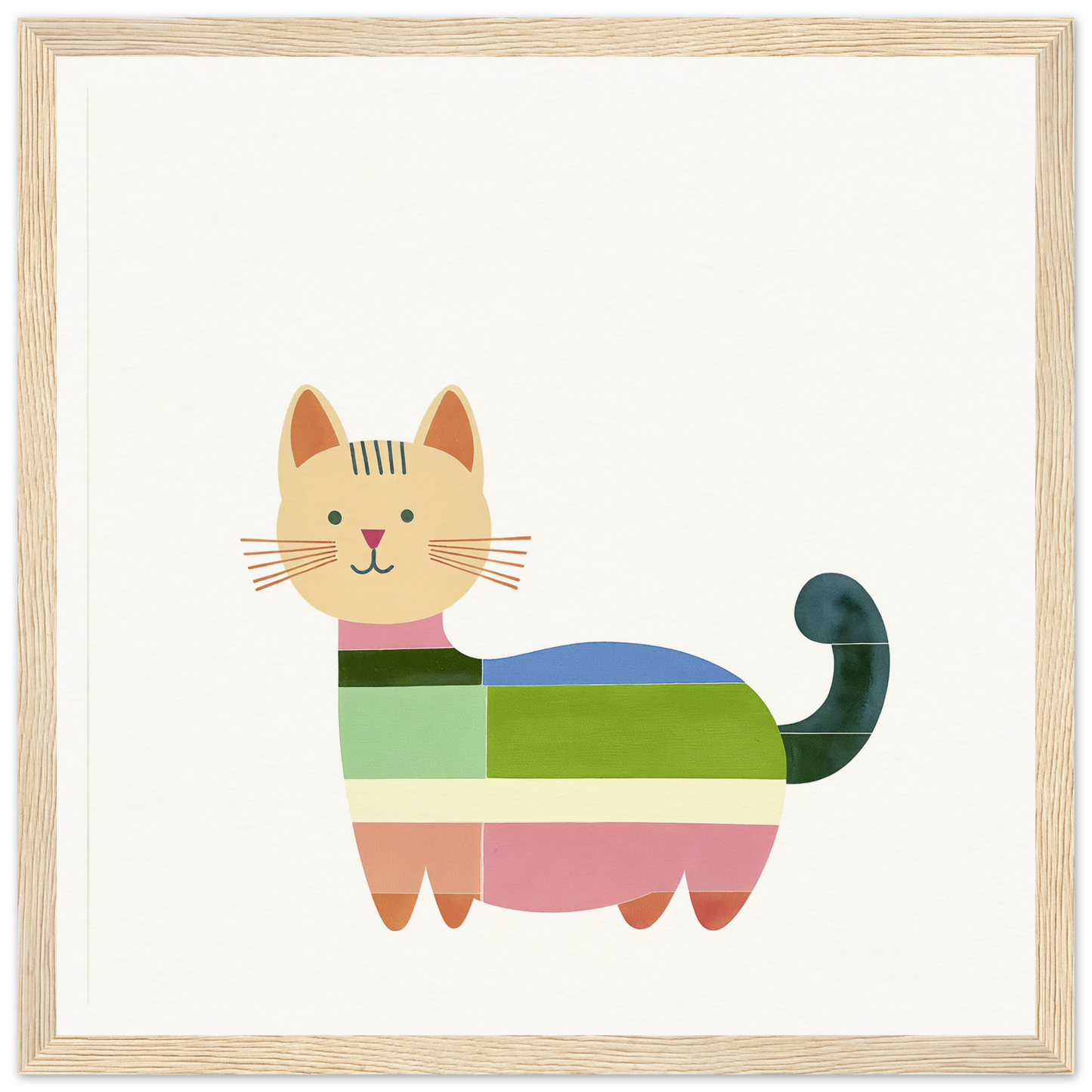Colorful geometric cat illustration in Geometric Feline Ecstasy special edition art™