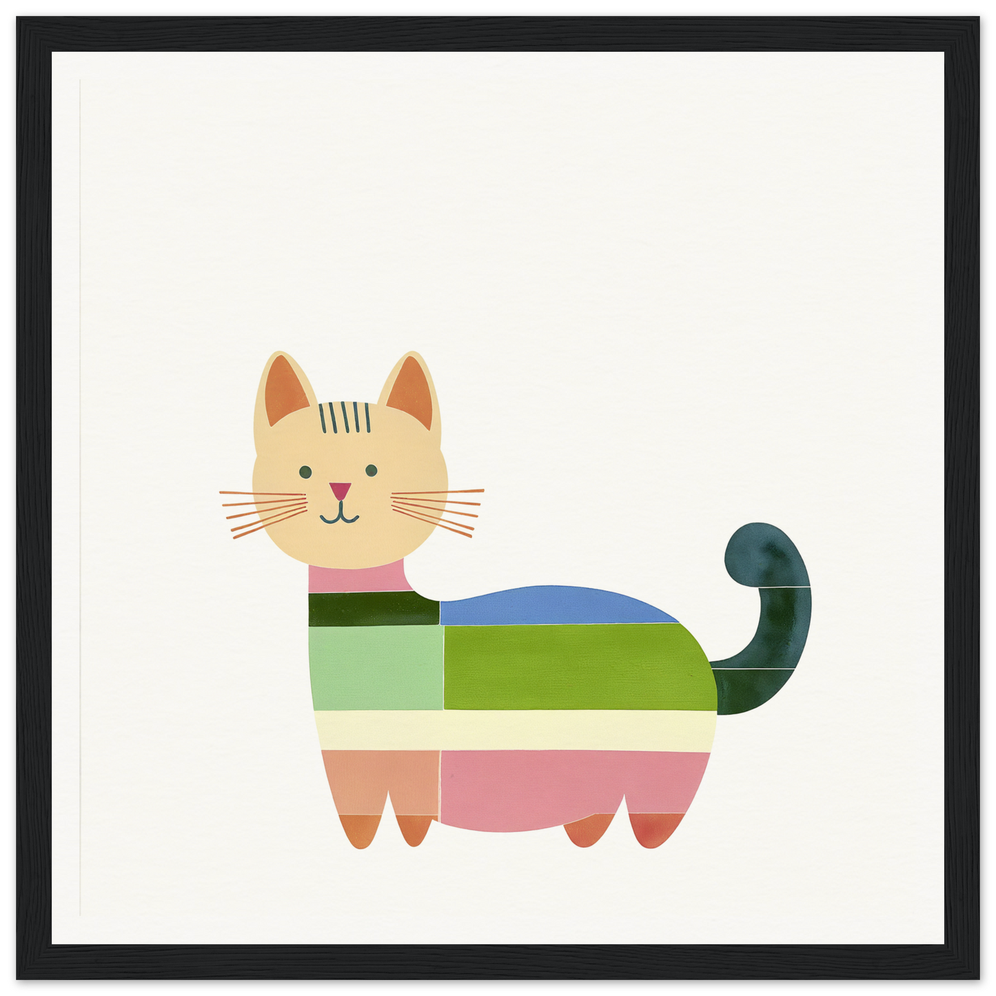 Colorful cartoon cat composed of geometric shapes from Geometric Feline Ecstasy