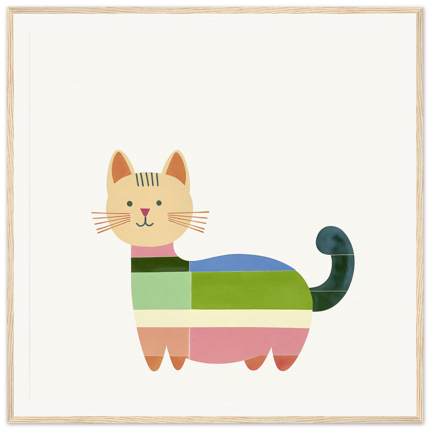 Colorful geometric cat illustration in Geometric Feline Ecstasy special edition art™