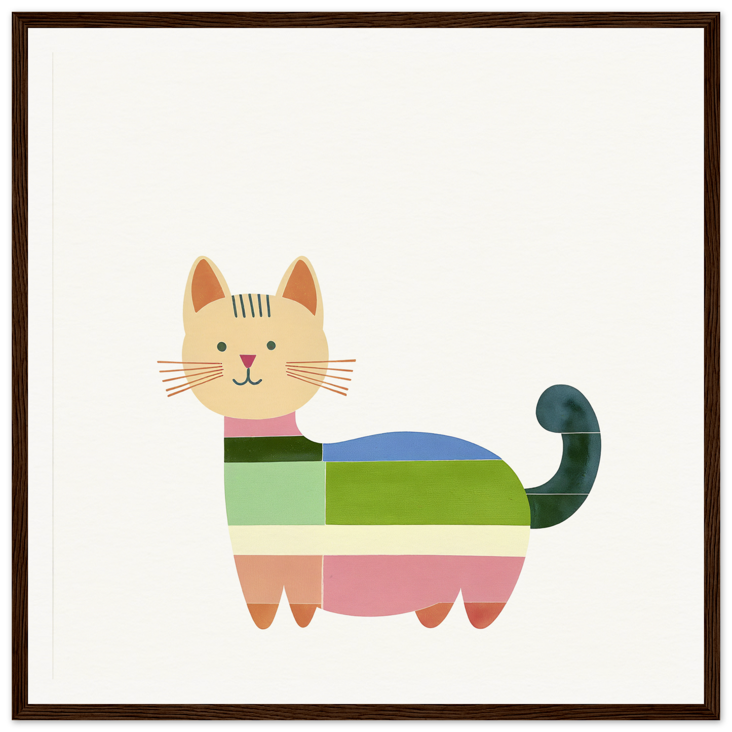 Colorful geometric cat illustration in Geometric Feline Ecstasy special edition art™