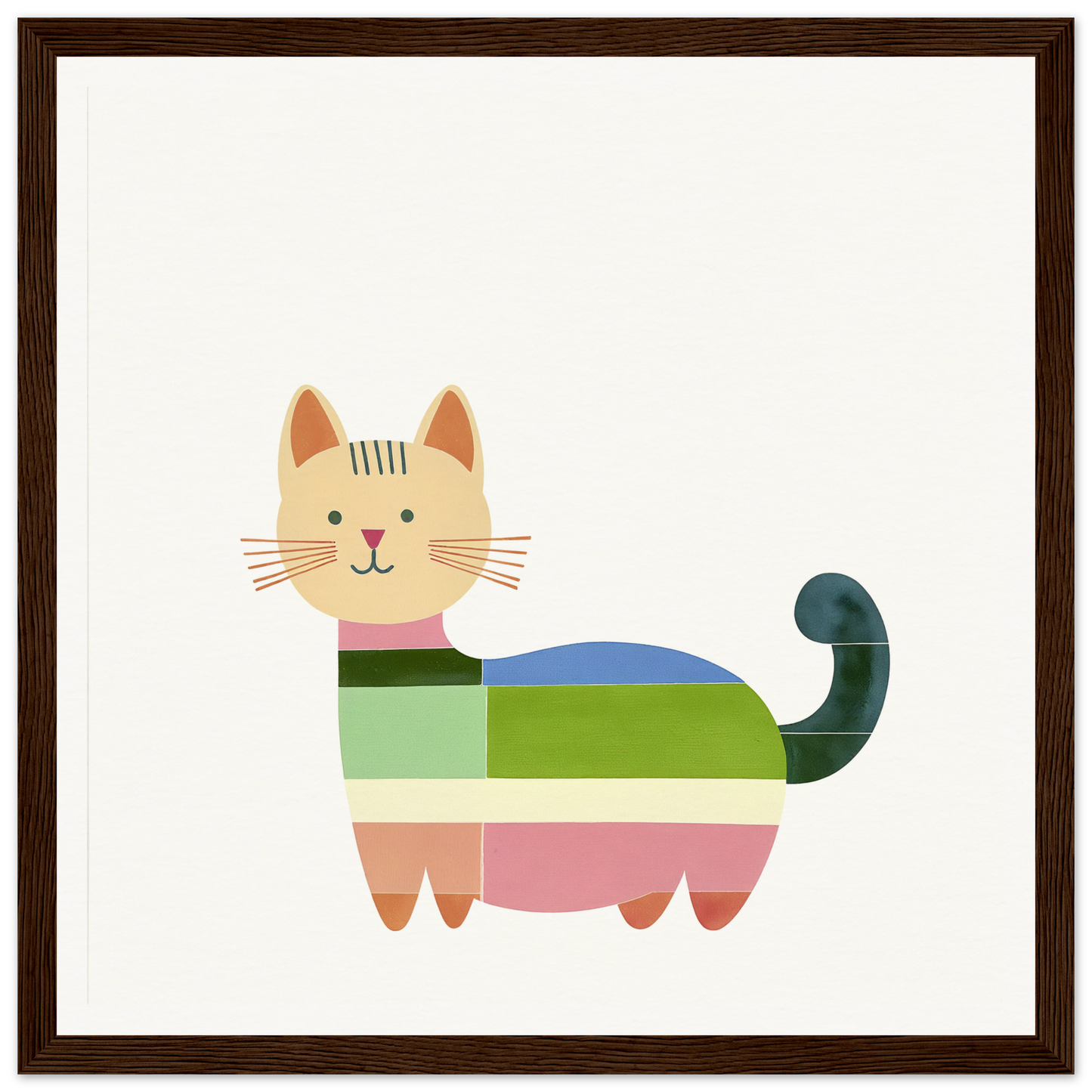 Cartoon cat with colorful geometric shapes in Geometric Feline Ecstasy special edition art™