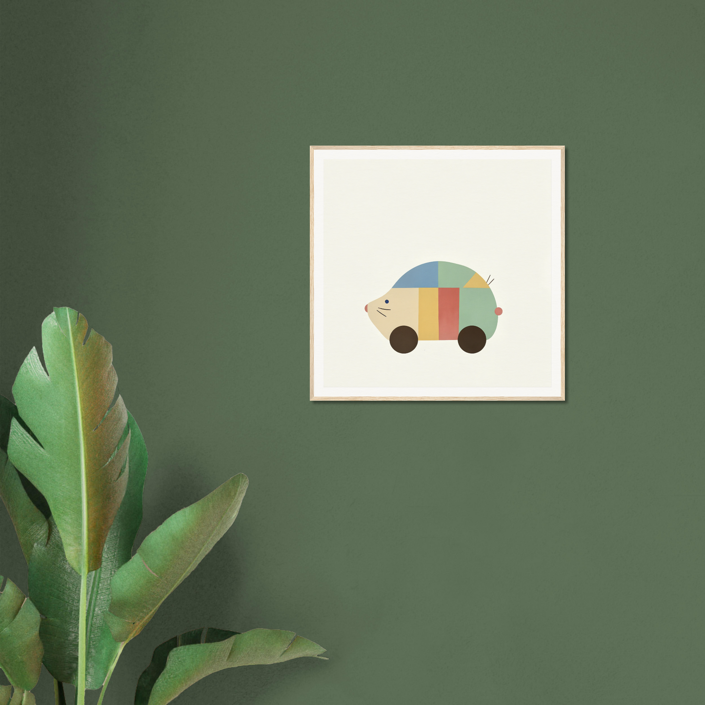 Colorful minimalist toy car illustration from Geometric Hedgewhimsey special edition art™