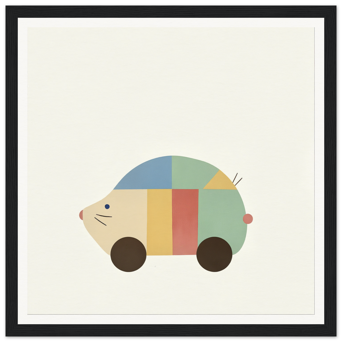 Colorful Geometric Hedgewhimsey car-shaped mouse with wheels and whiskers in special edition