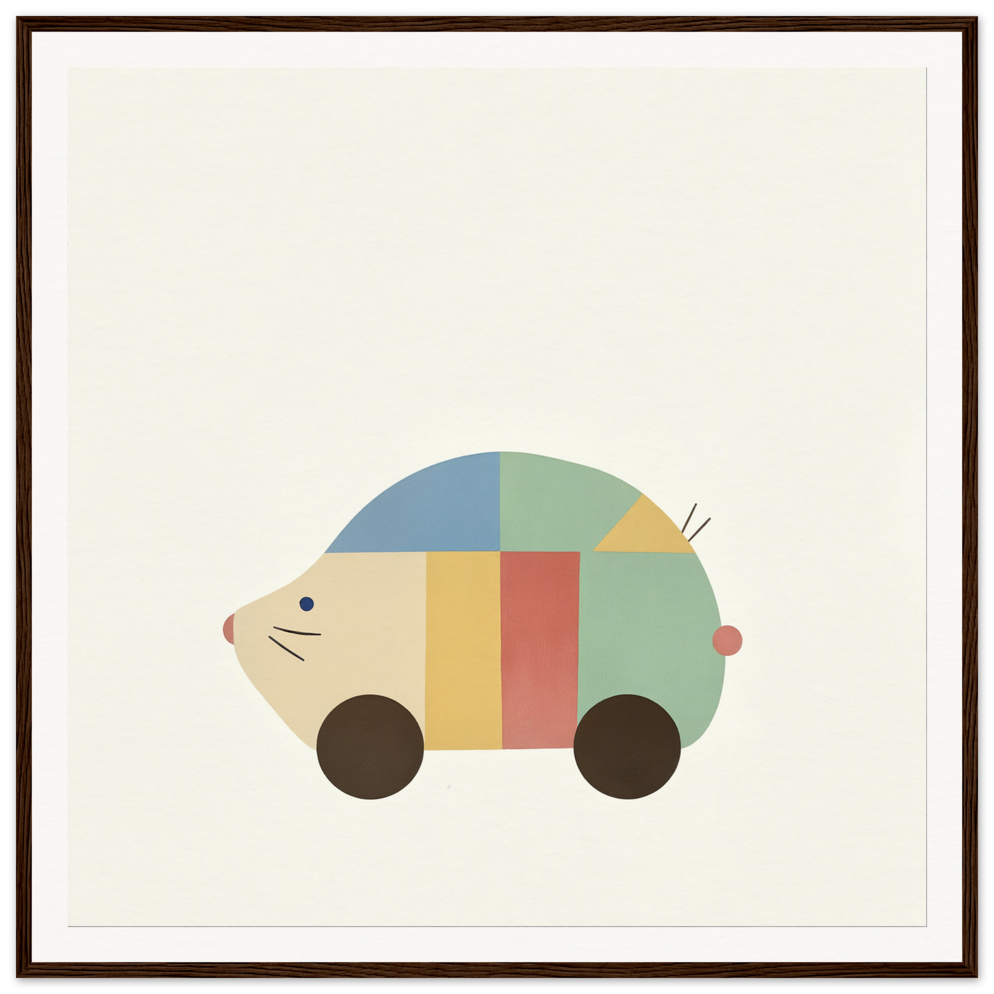 Colorful mouse-shaped toy car with wheels from Geometric Hedgewhimsey special edition art
