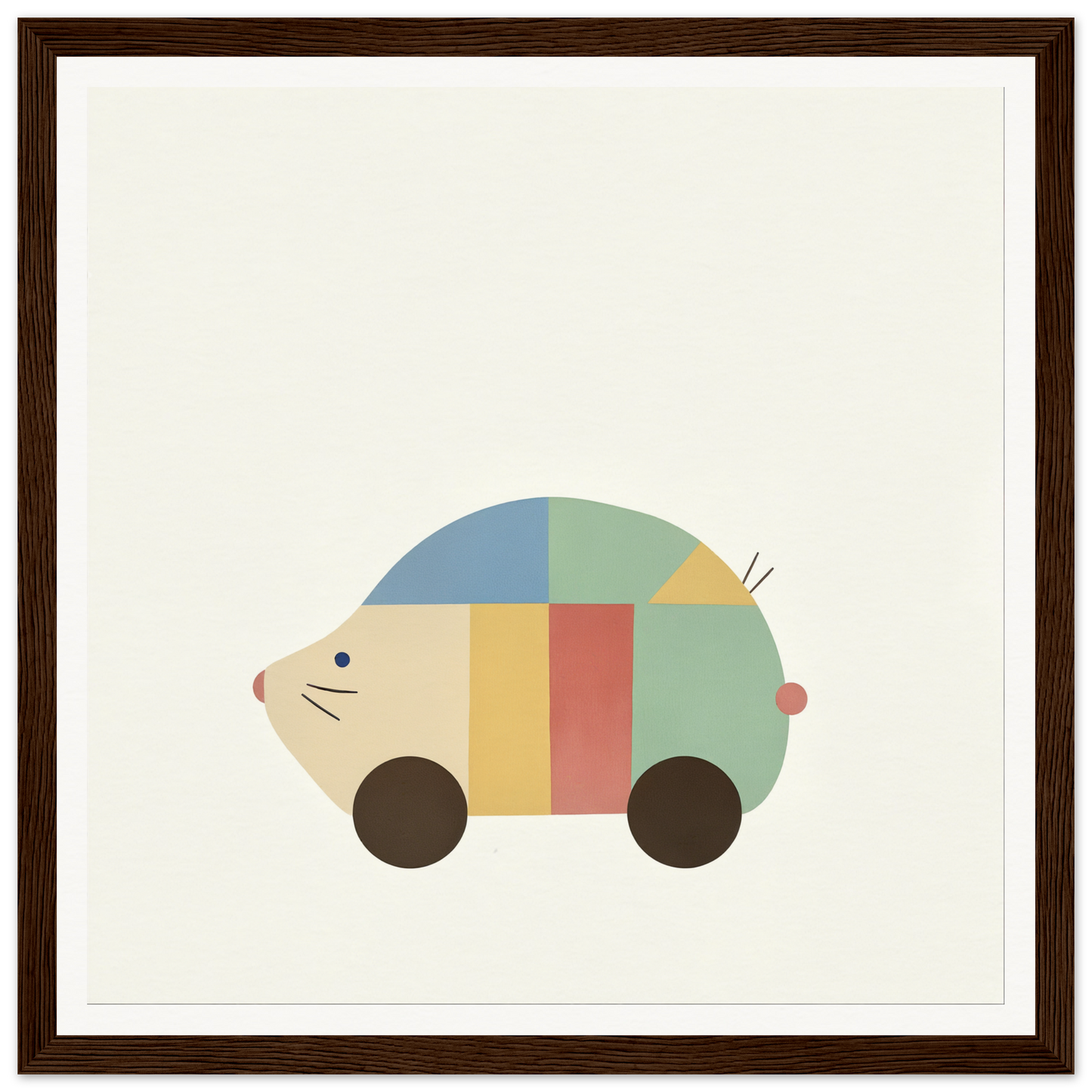 Colorful mouse-shaped car with wheels in Geometric Hedgewhimsey special edition art